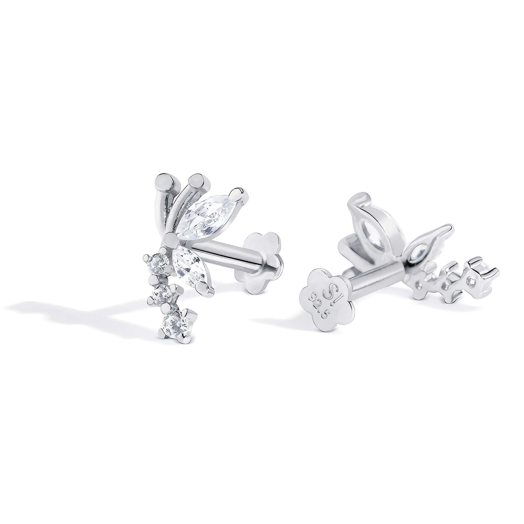 Butterfly Wing Climber Flat Back Stud Earrings