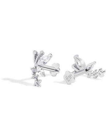 Butterfly Wing Climber Flat Back Stud Earrings
