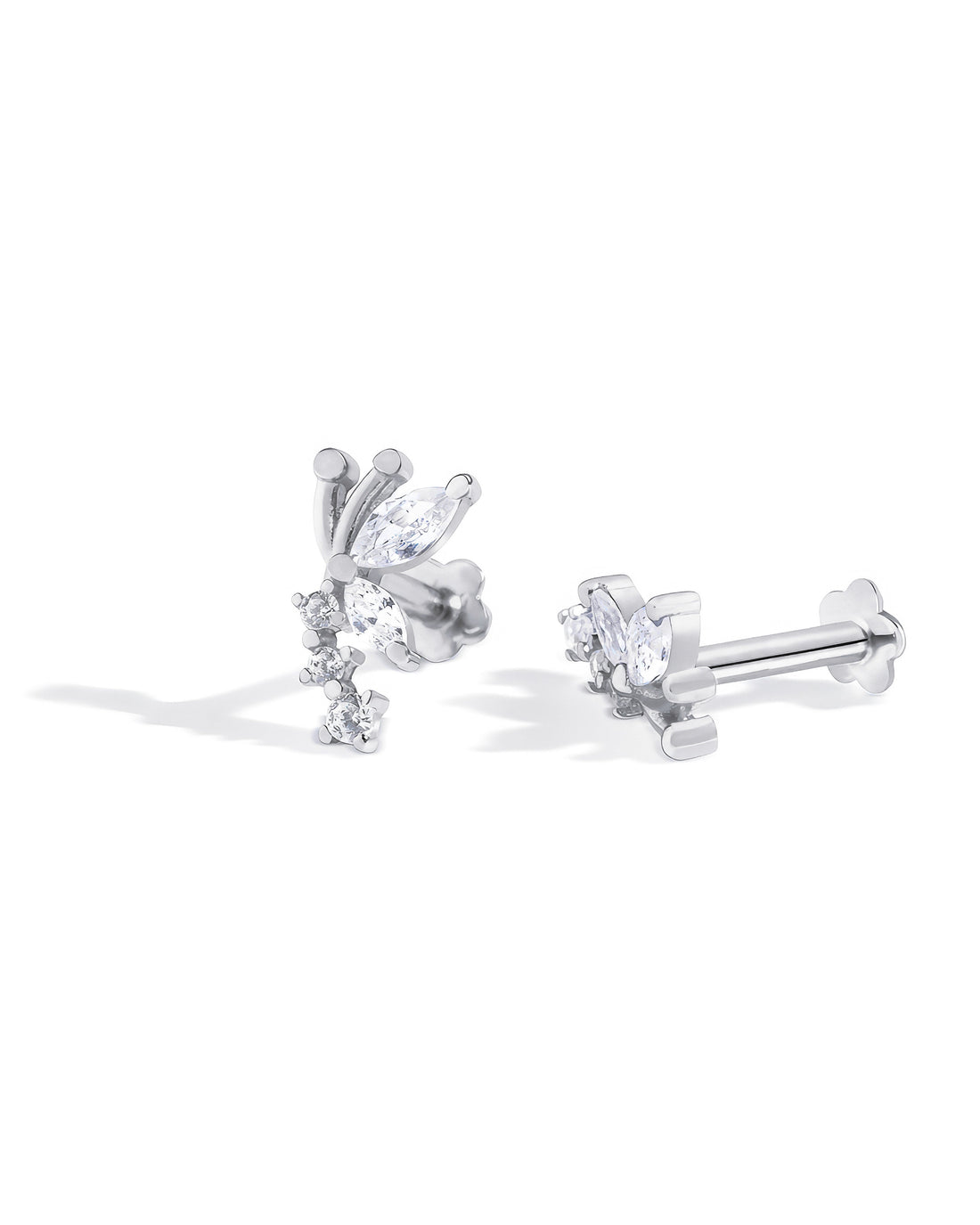 Butterfly Wing Climber Flat Back Stud Earrings