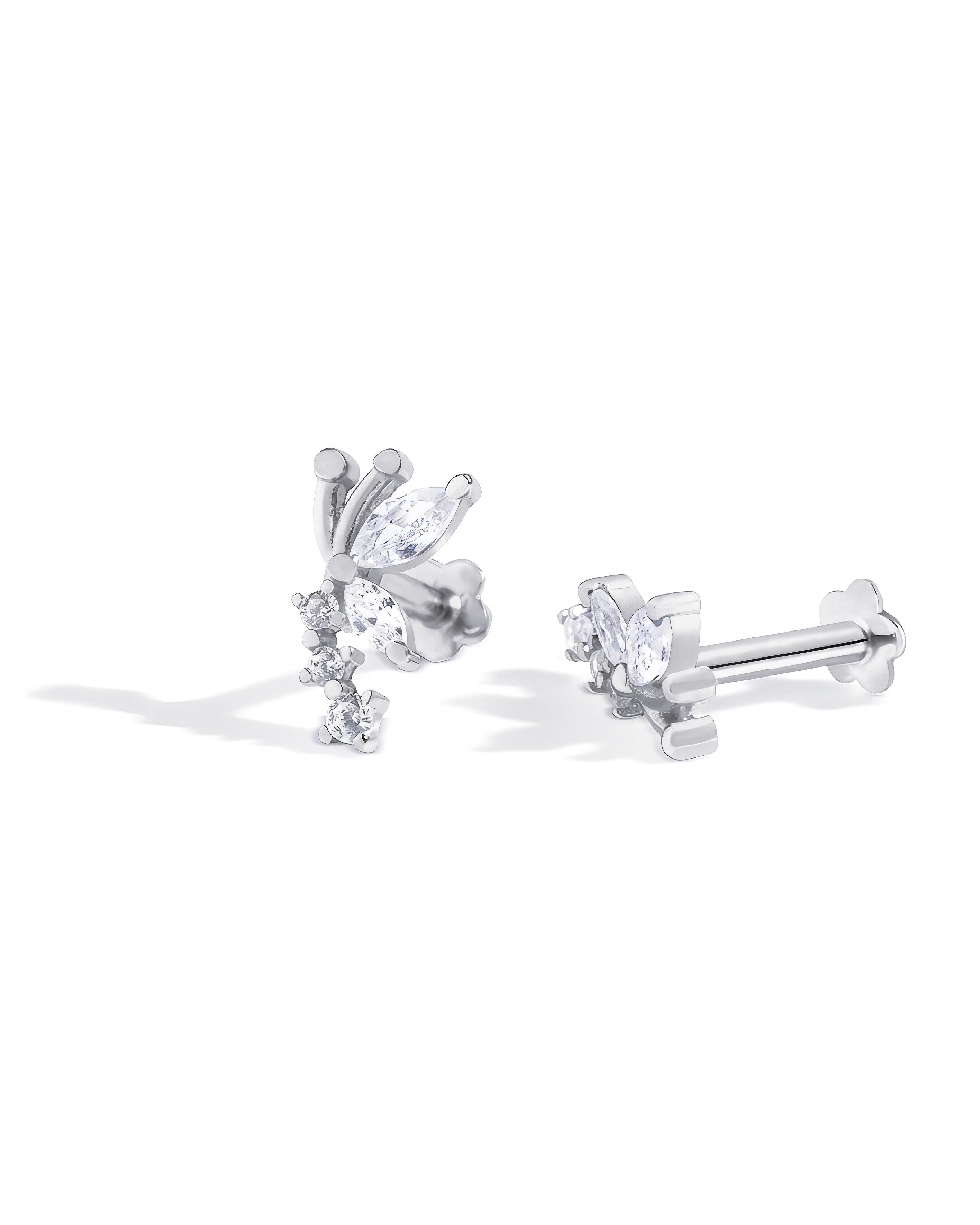 Butterfly Wing Climber Flat Back Stud Earrings
