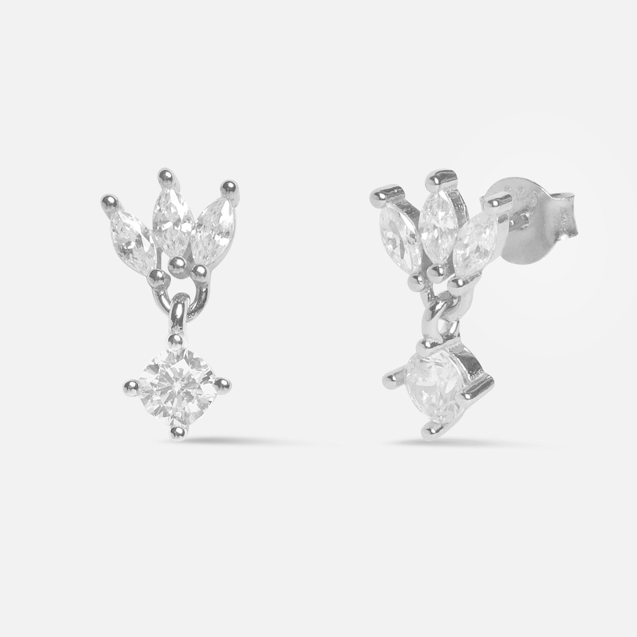 Baguette Lotus With A Zircon Stud Earrings