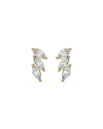 Tri Marquise Stone Climber Stud Earrings
