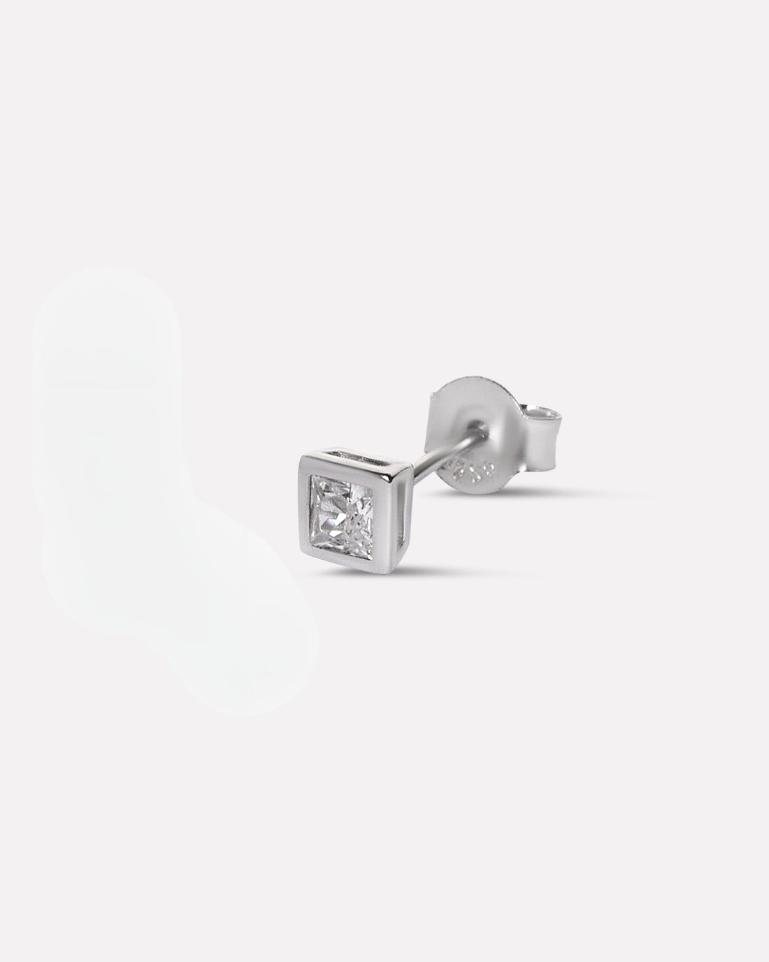 Mini Square Solitaire Stud Men's Earrings