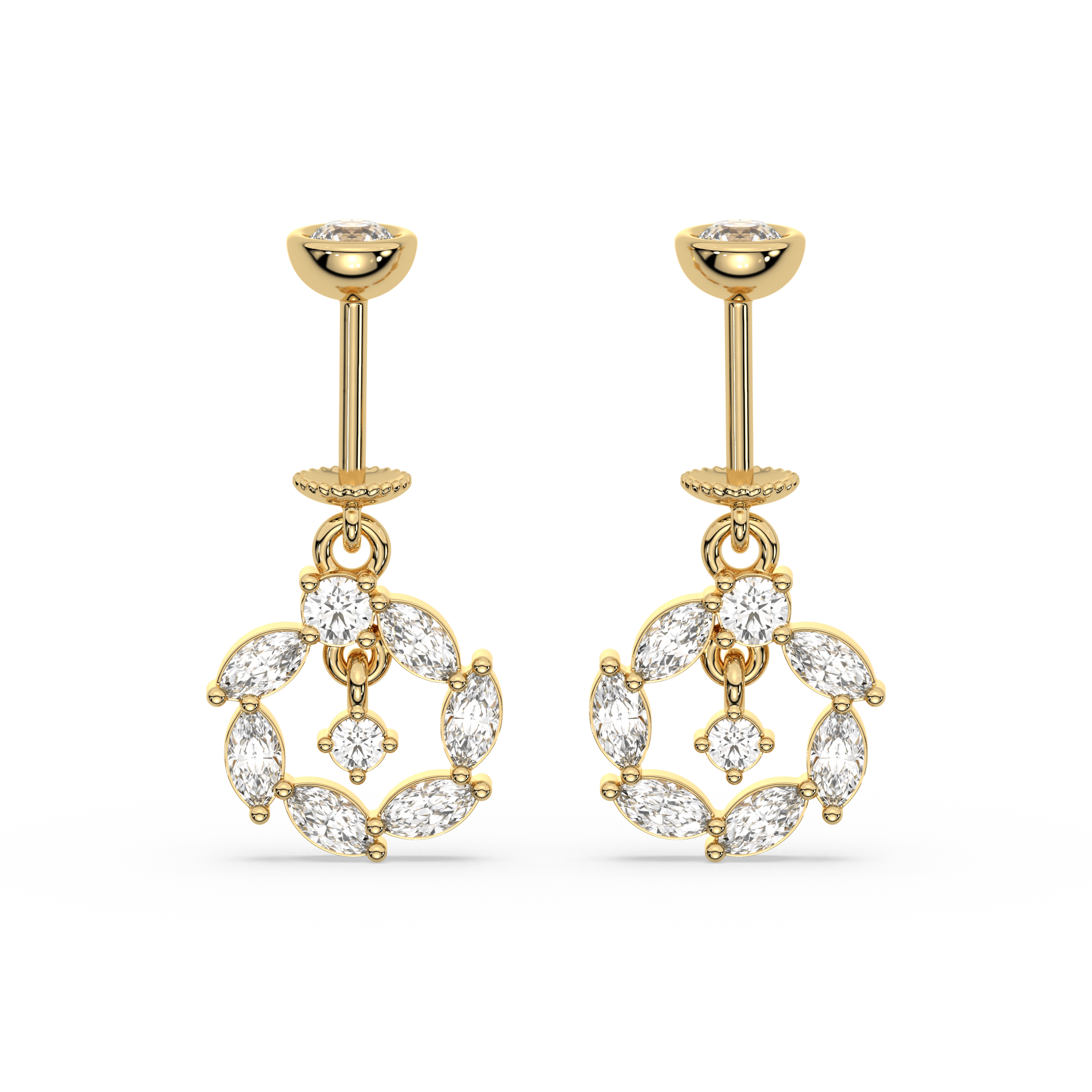 Circle With Drop Helix Hanging Earrings