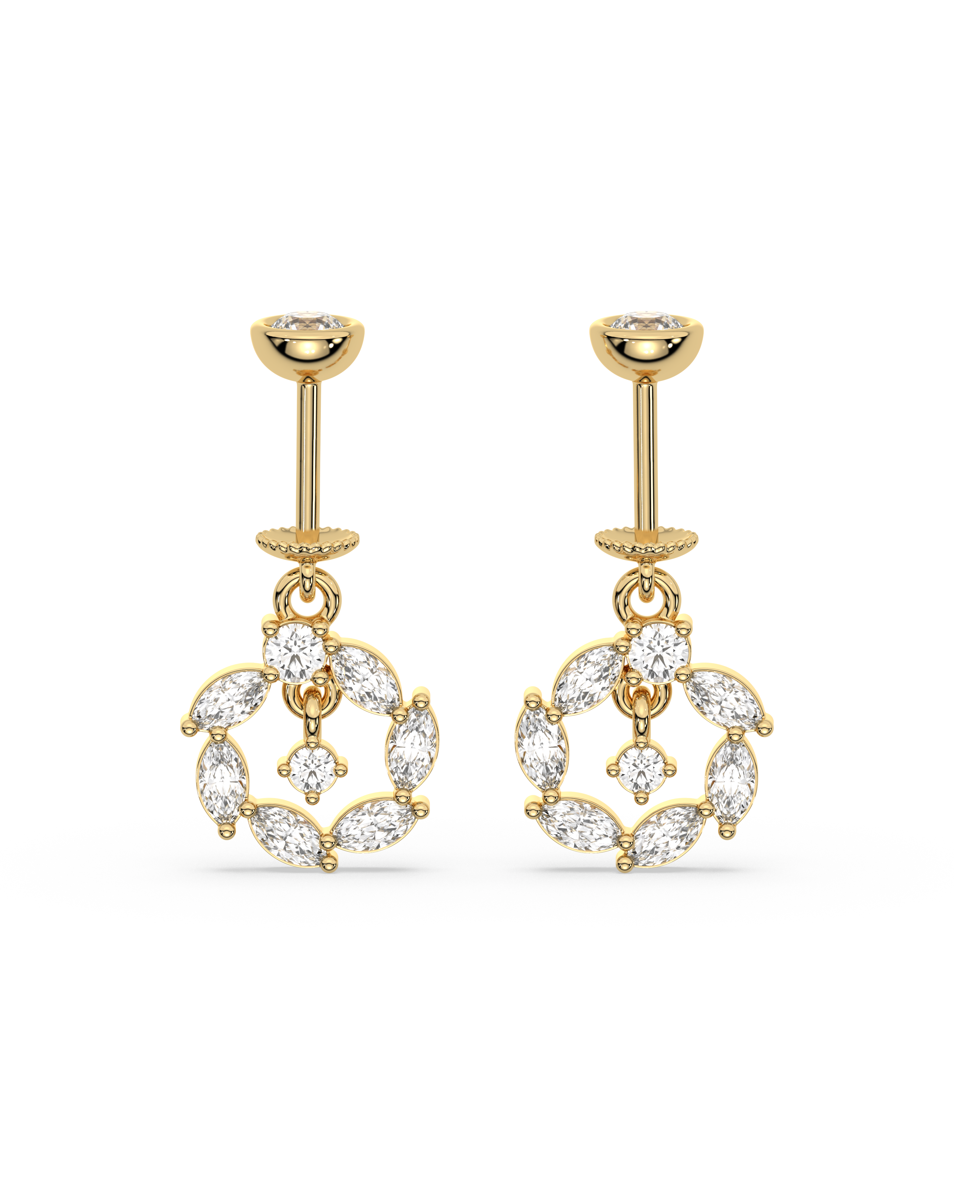 Circle With Drop Helix Hanging Earrings