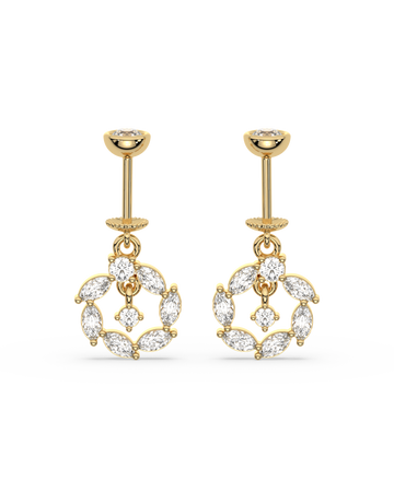 Circle With Drop Helix Hanging Earrings