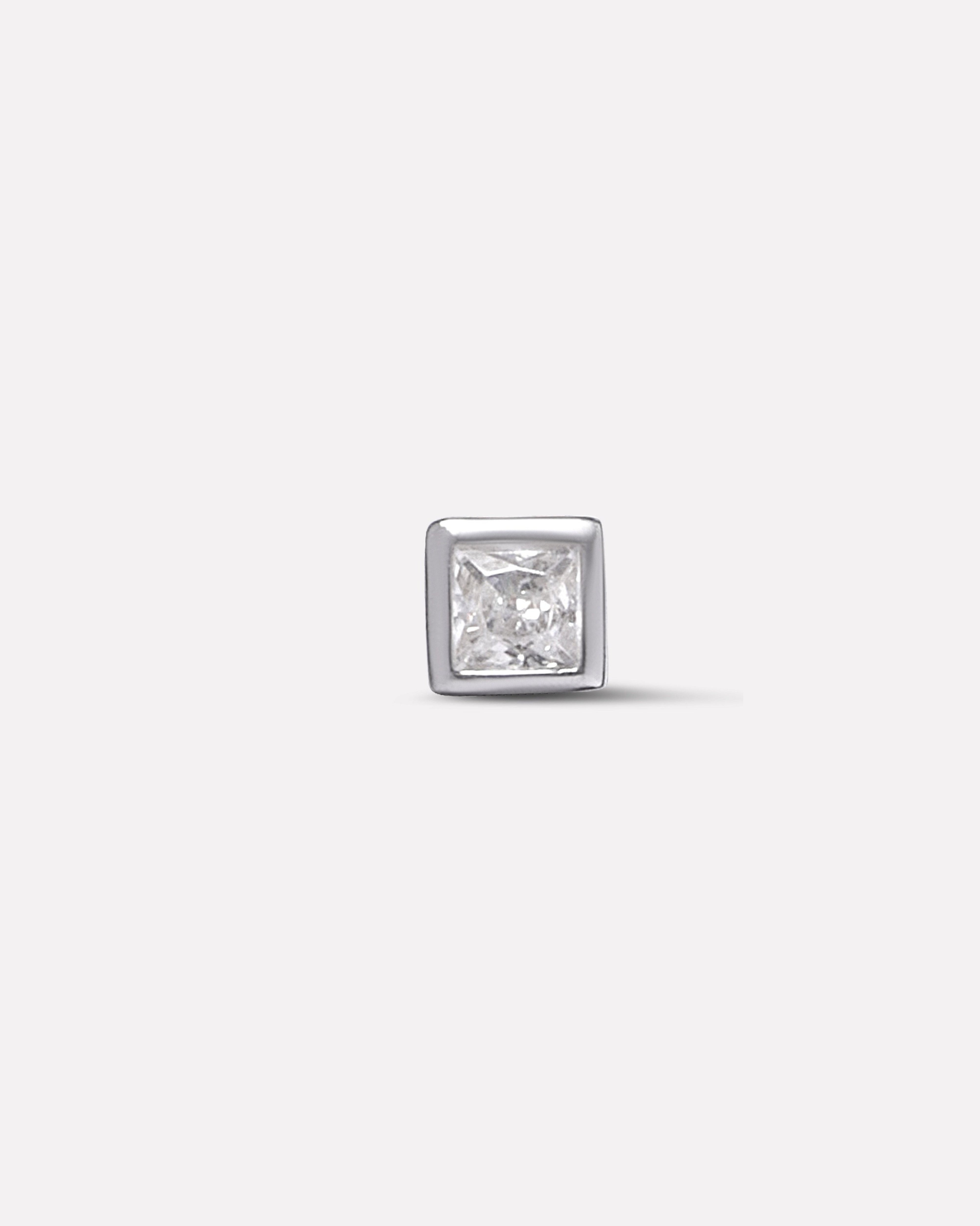 Mini Square Solitaire Stud Men's Earrings