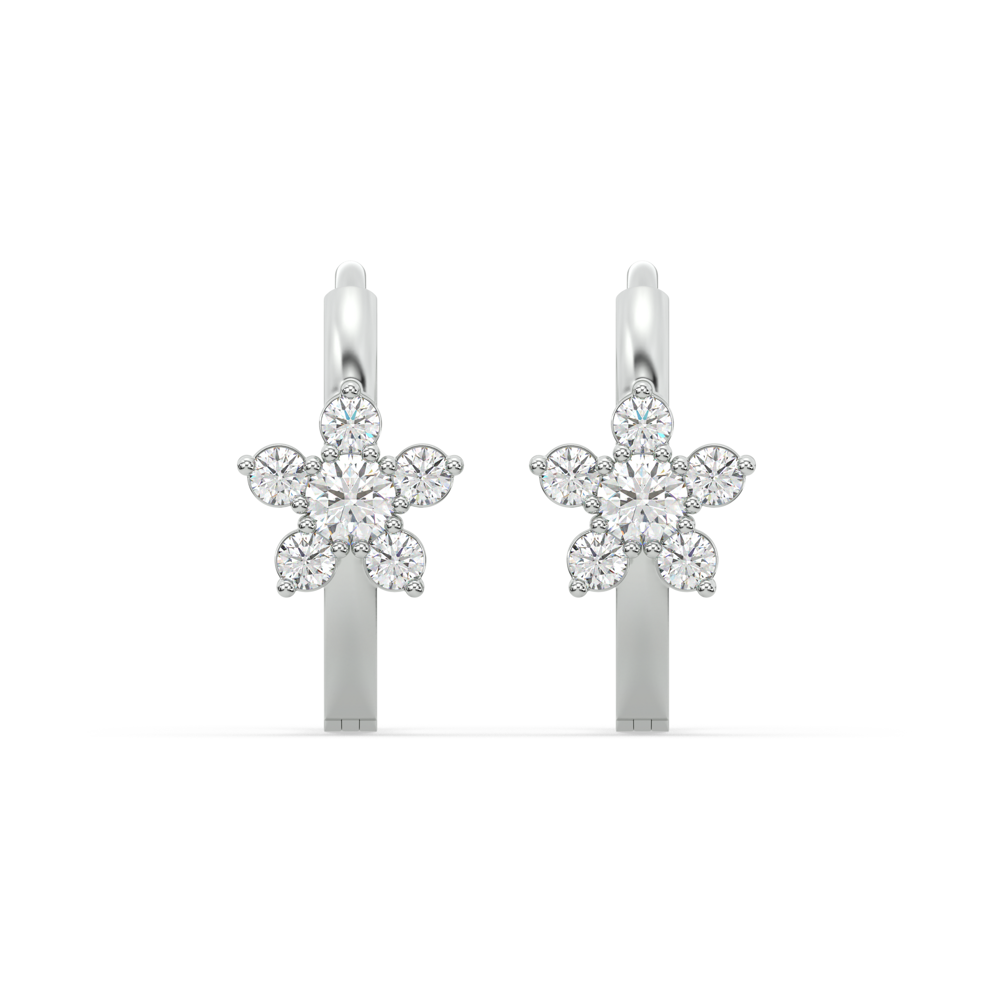 Floral Silver Hoops Earrings