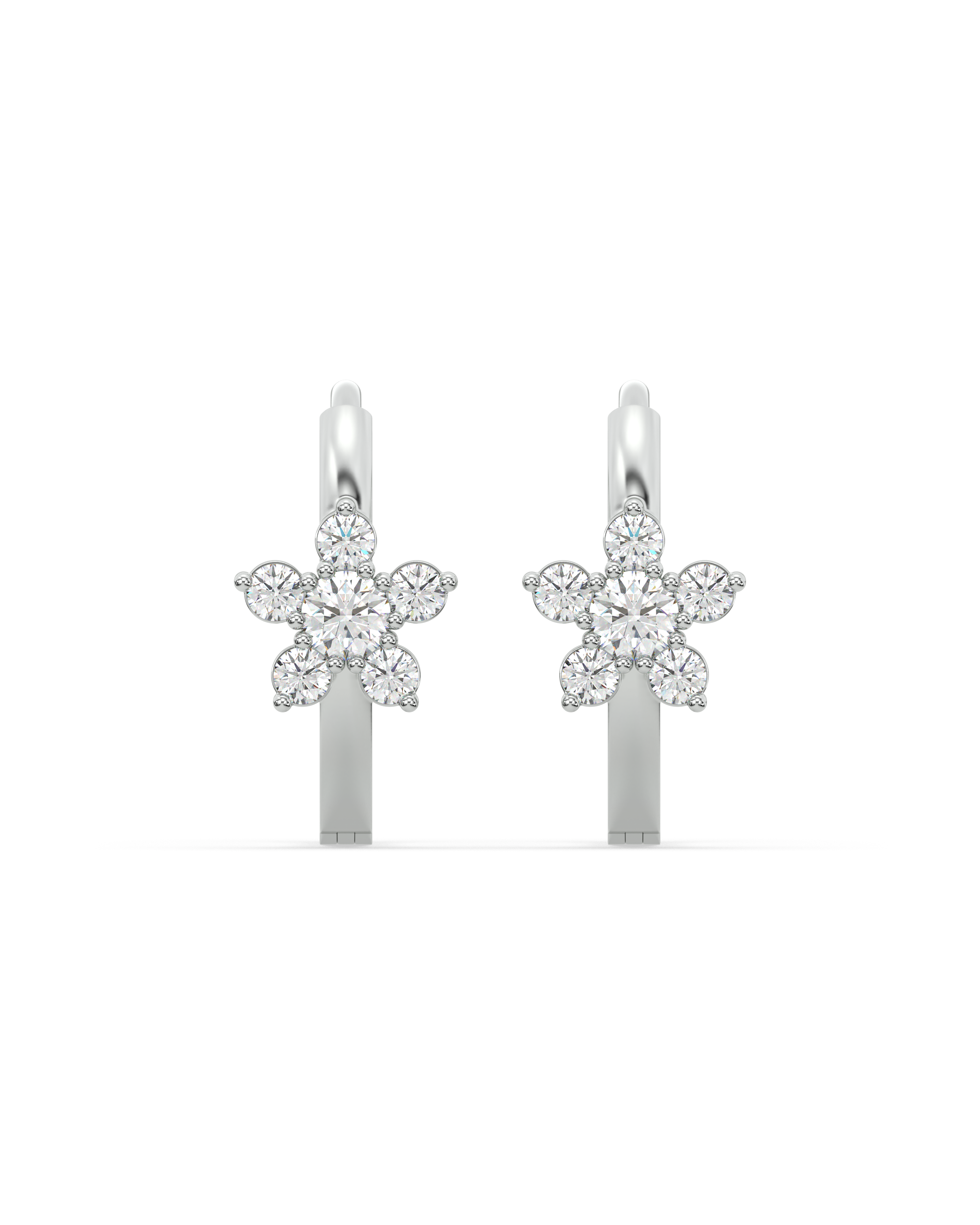 Floral Silver Hoops Earrings