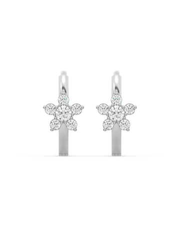 Floral Silver Hoops Earrings