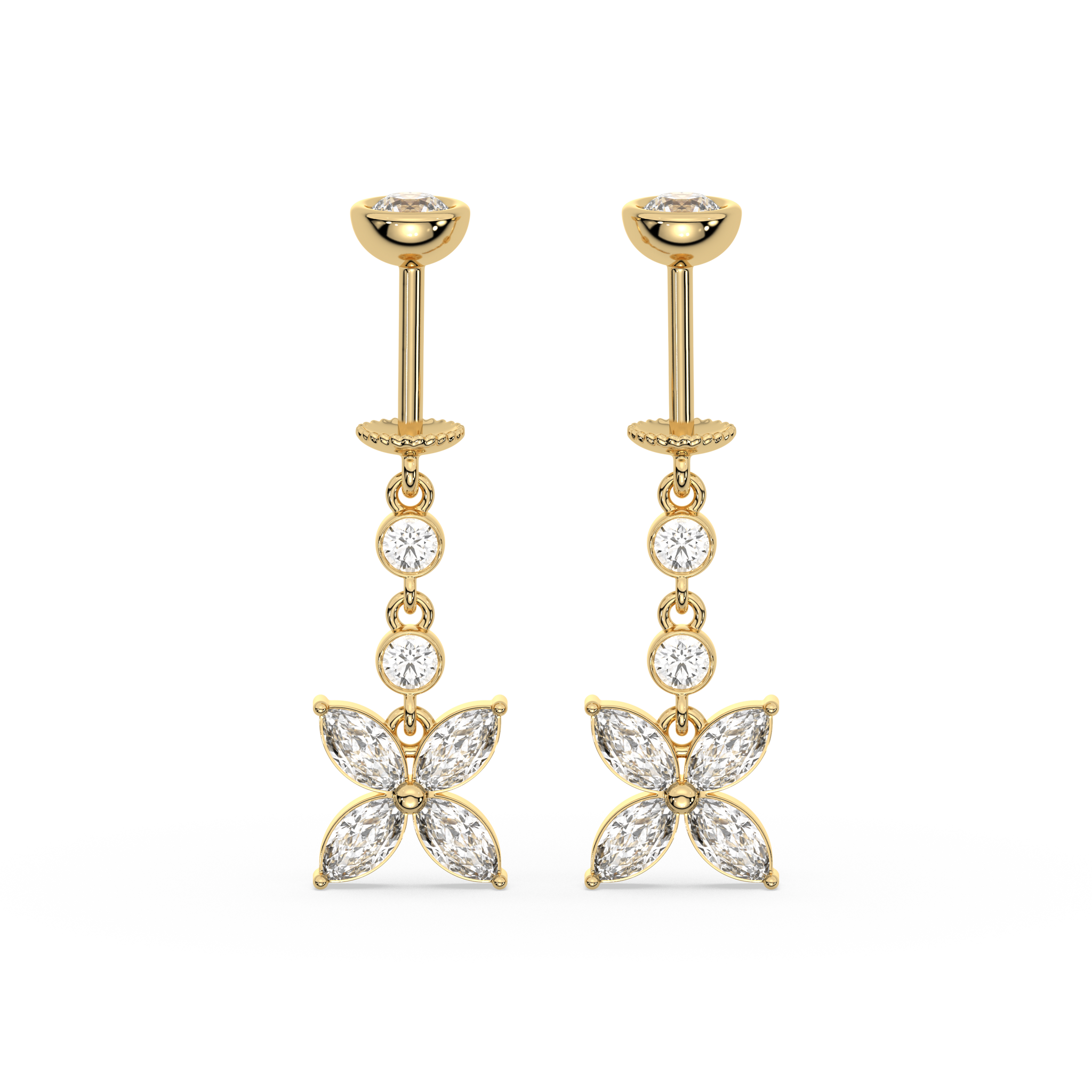 Dangling Flower Helix Hanging Earrings