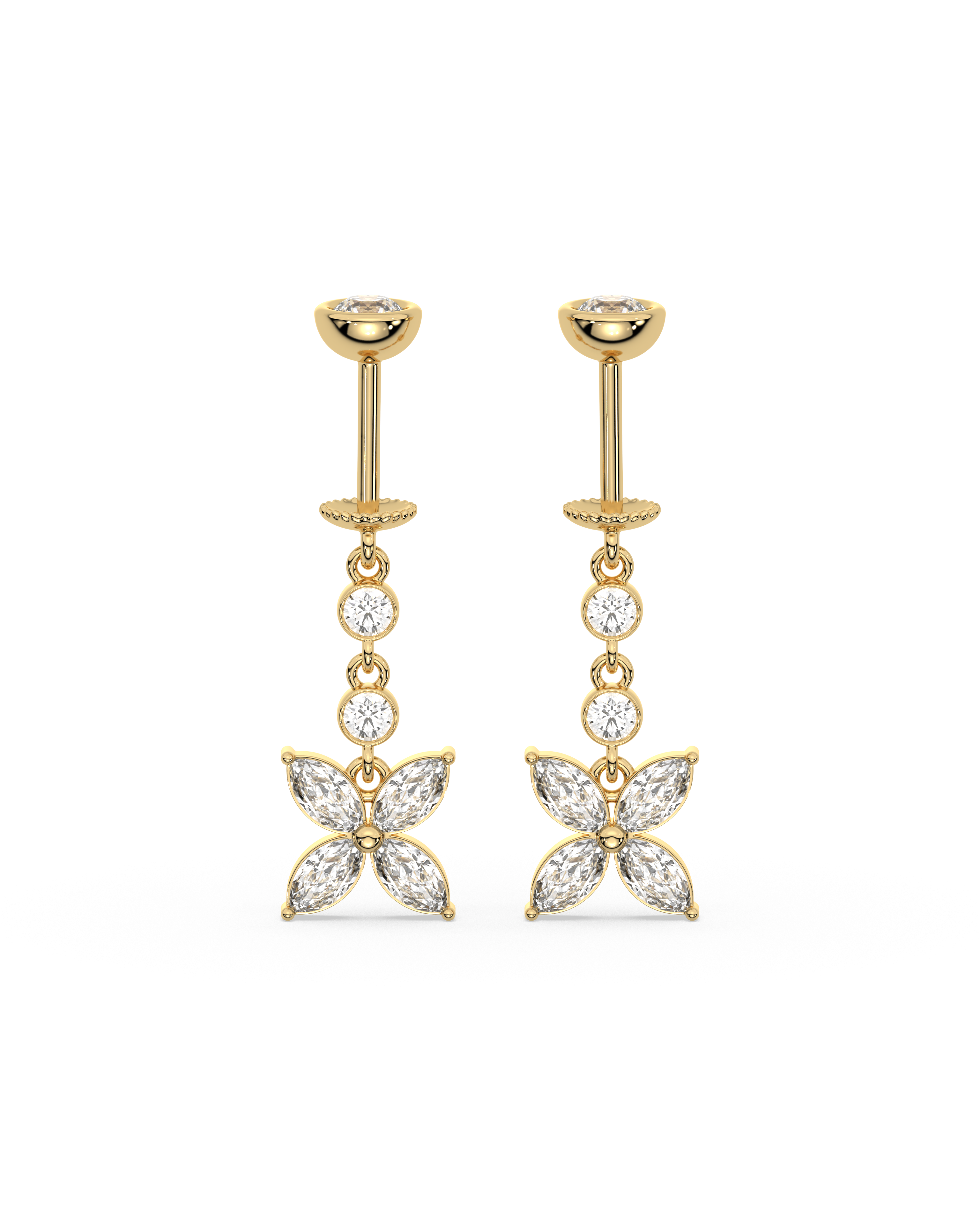 Dangling Flower Helix Hanging Earrings