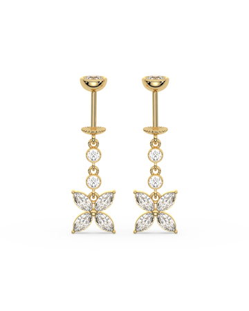 Dangling Flower Helix Hanging Earrings