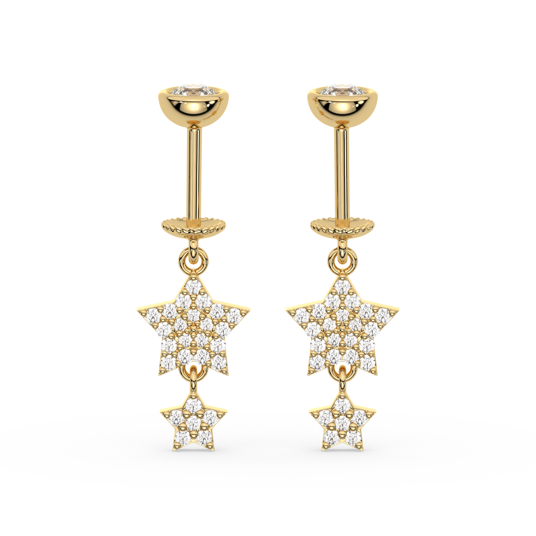 Zirconia Star Droplets Helix Hanging Earrings