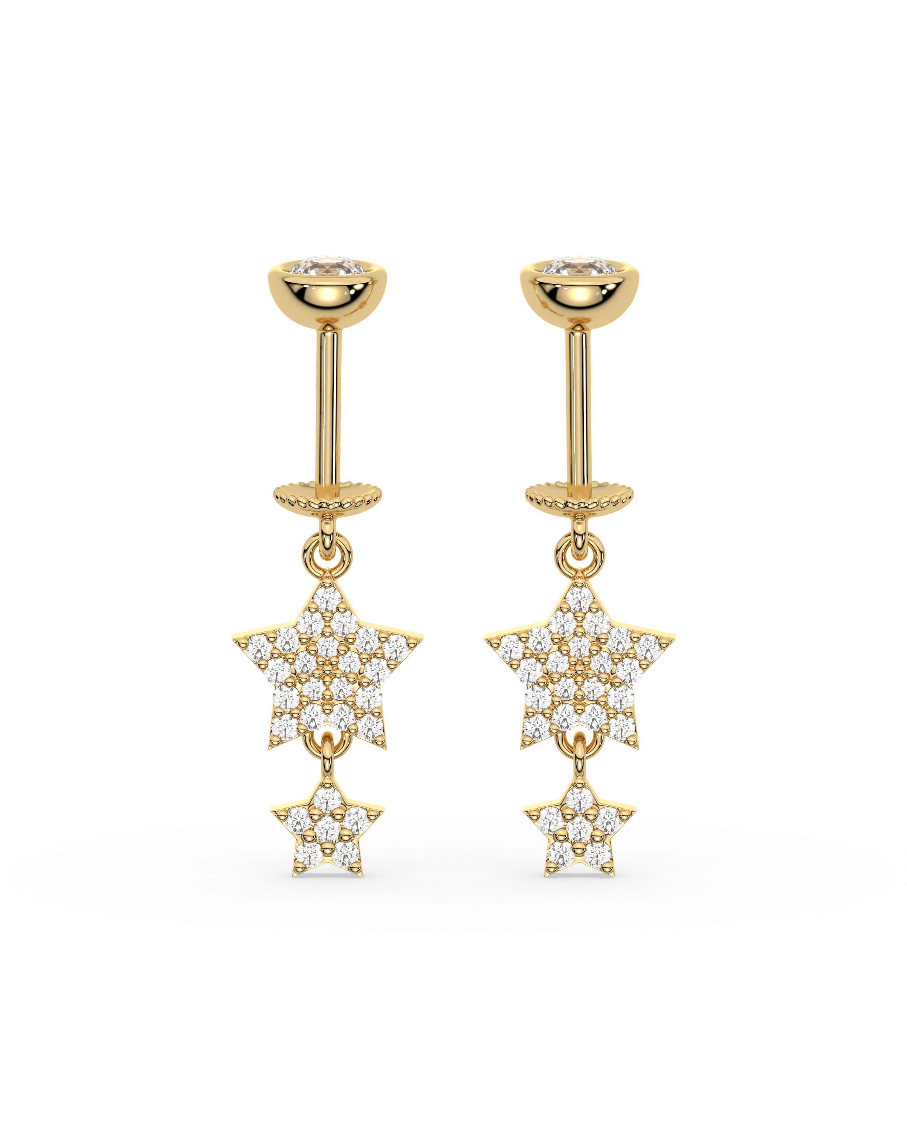 Zirconia Star Droplets Helix Hanging Earrings
