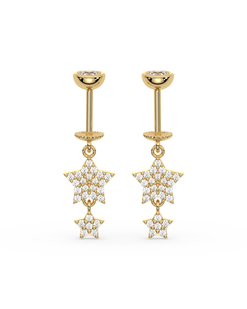 Zirconia Star Droplets Helix Hanging Earrings