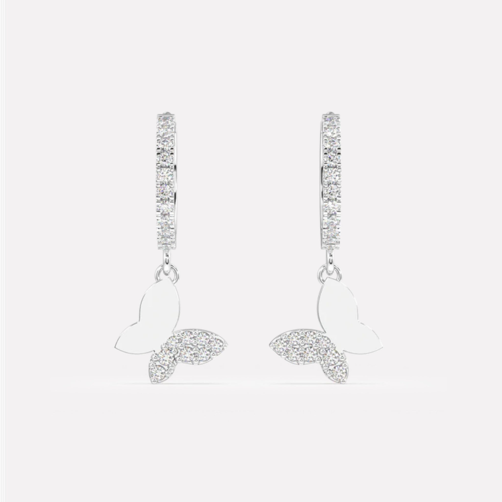 Slant' Butterfly Charm Hoop Earrings