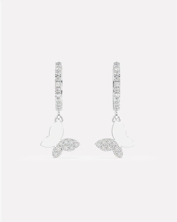 Slant' Butterfly Charm Hoop Earrings