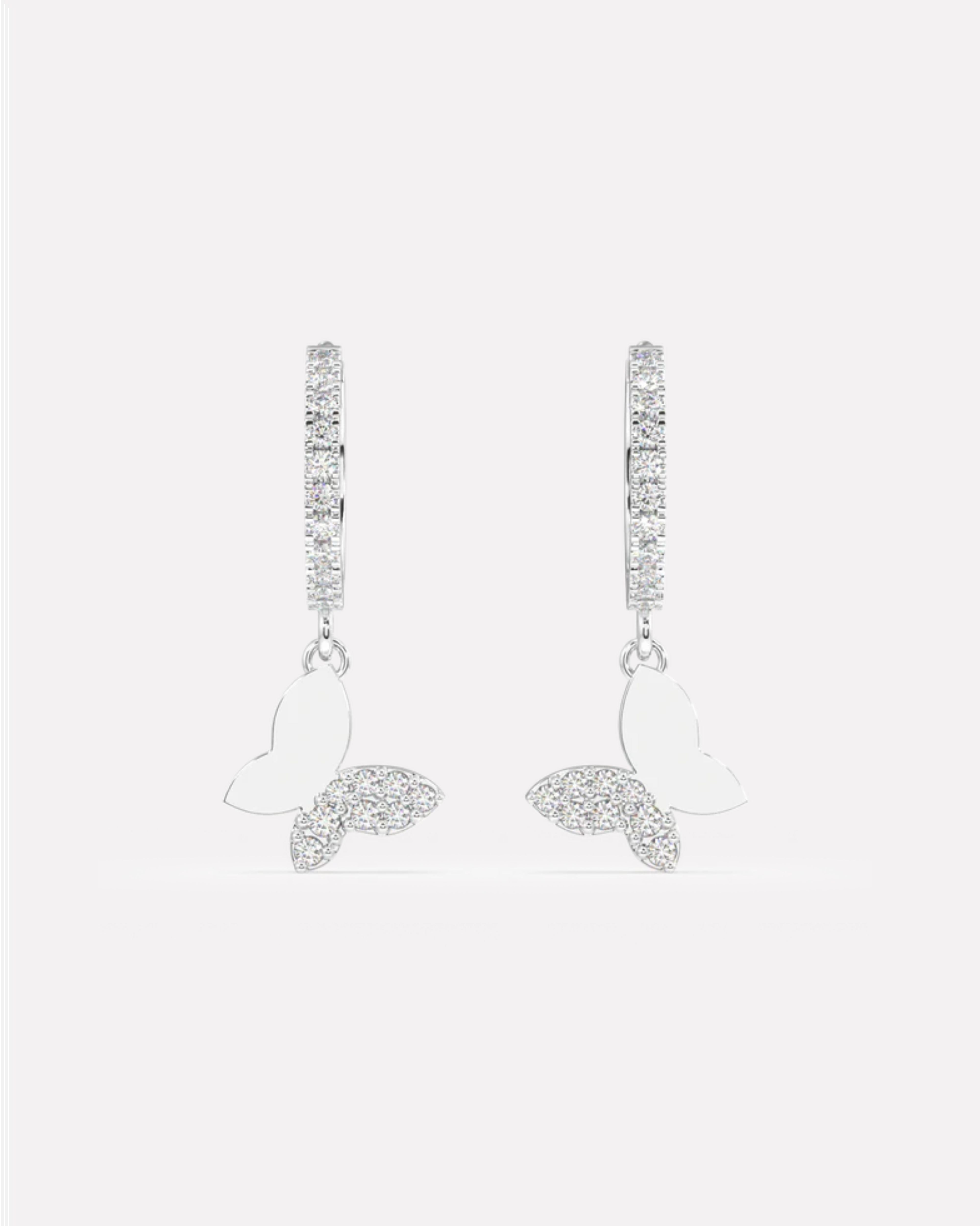 Slant' Butterfly Charm Hoop Earrings