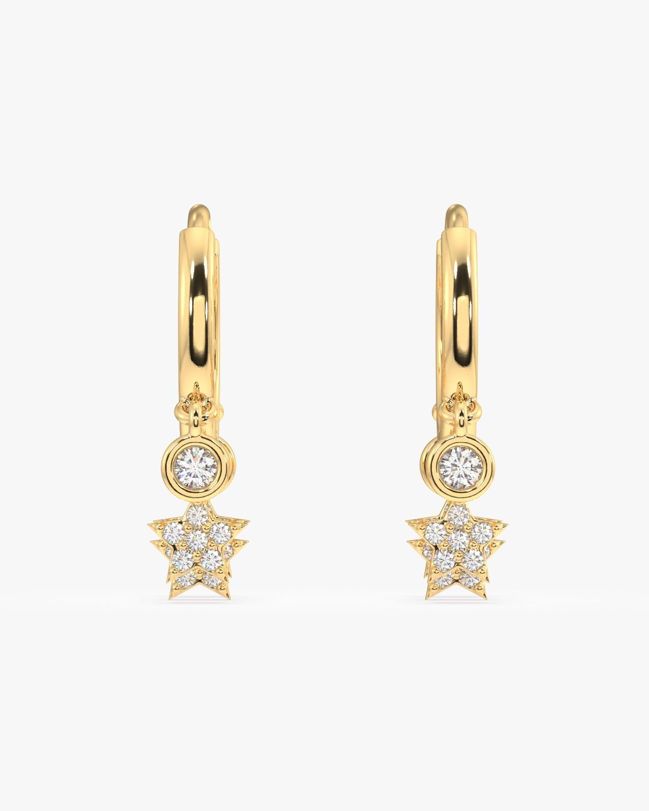 Multi Star Charm Hoop Earrings