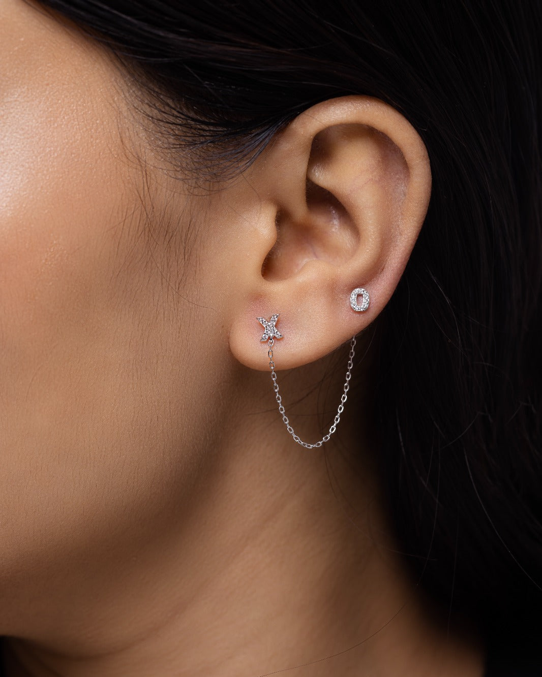 Xo - 3 In 1 Chain Connector Earrings