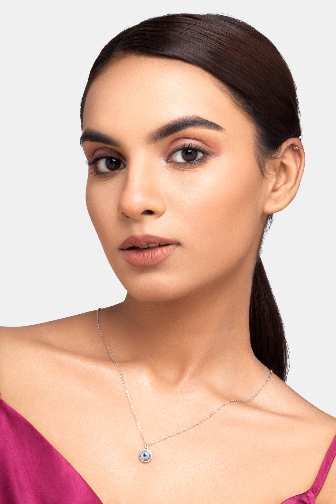 Zircon Pave' Evil Eye Necklace