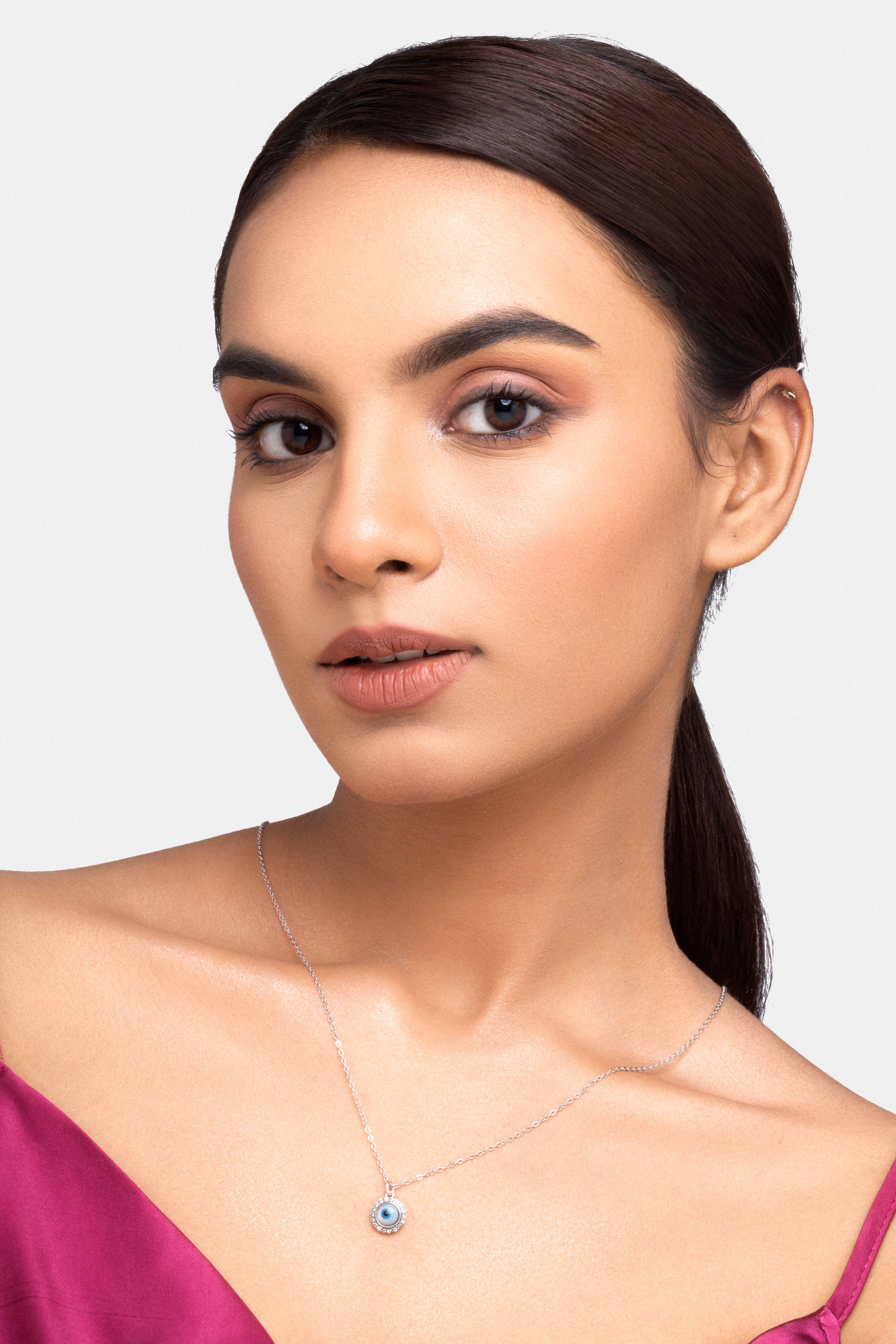 Zircon Pave' Evil Eye Necklace