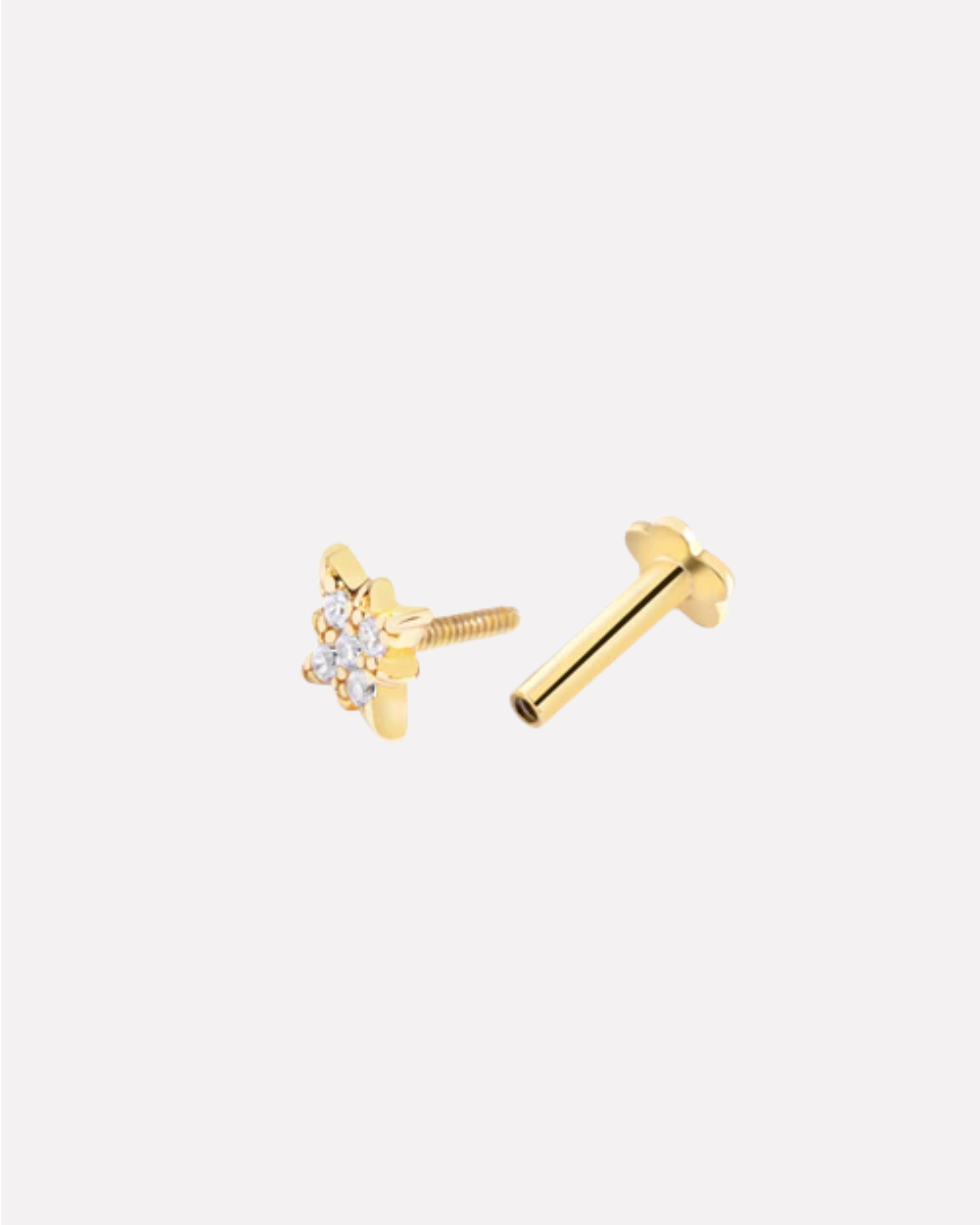Zirconia Star Flat Back South Screw Stud Earrings