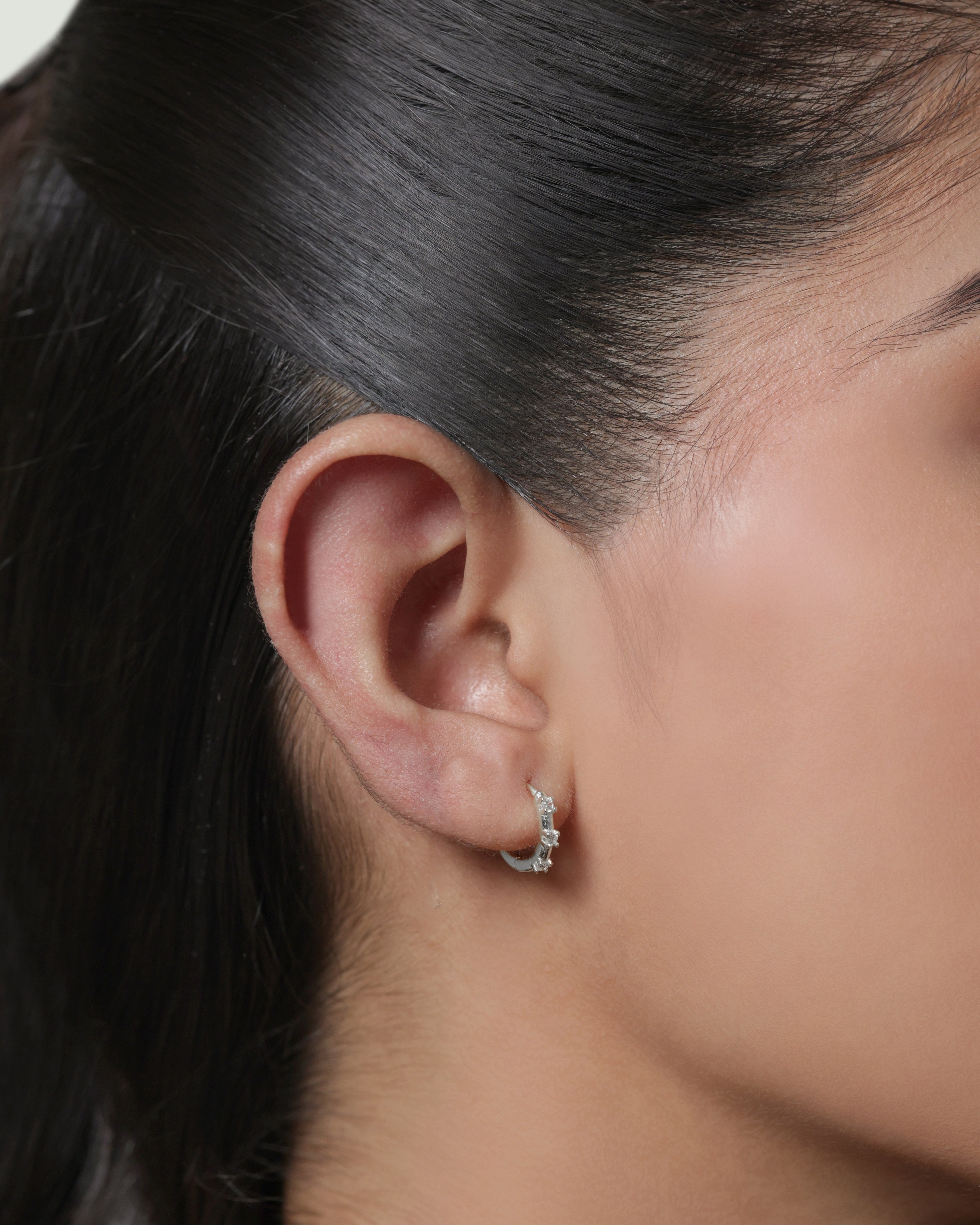 Three Stone Hoop Earrings