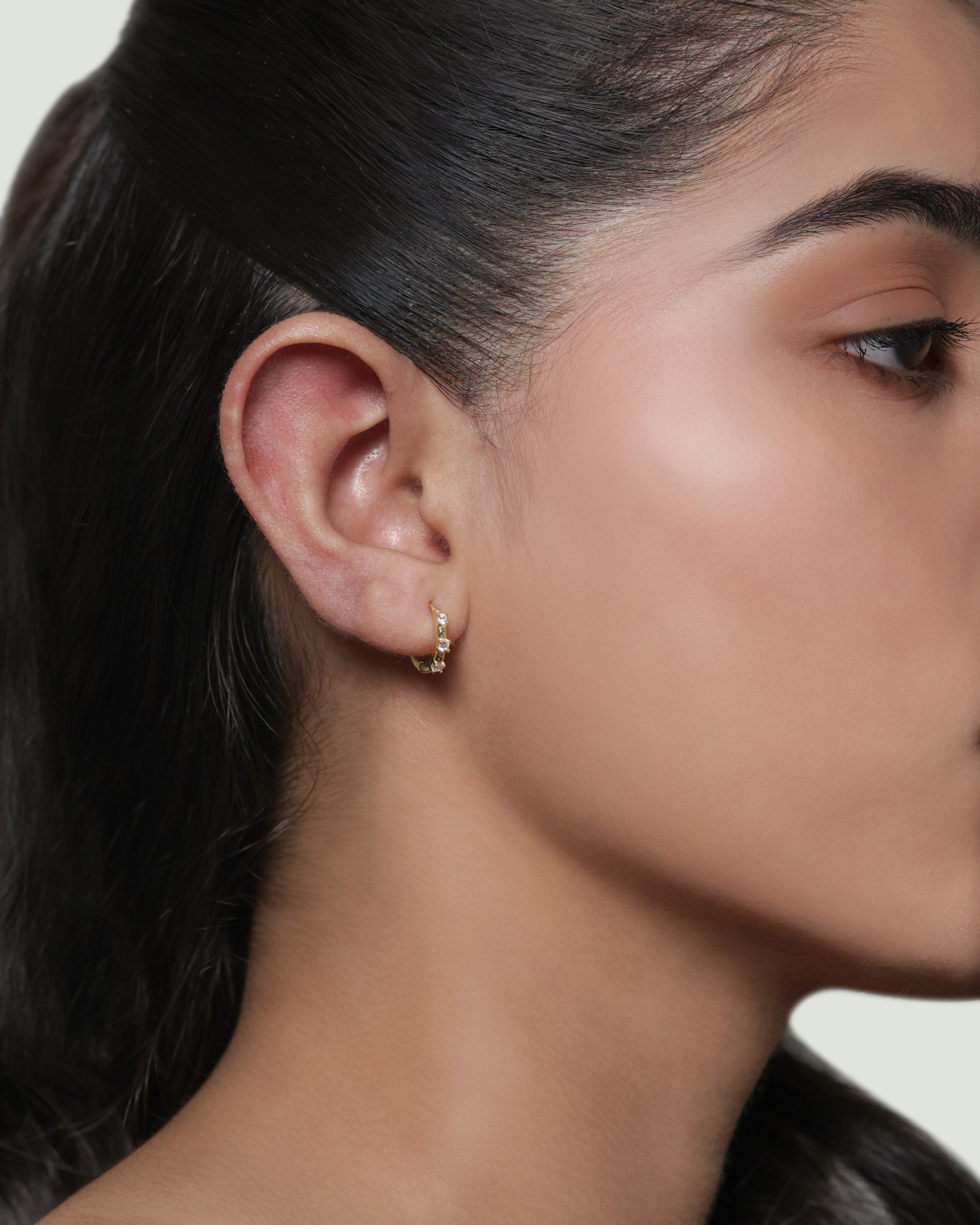 Three Stone Hoop Earrings