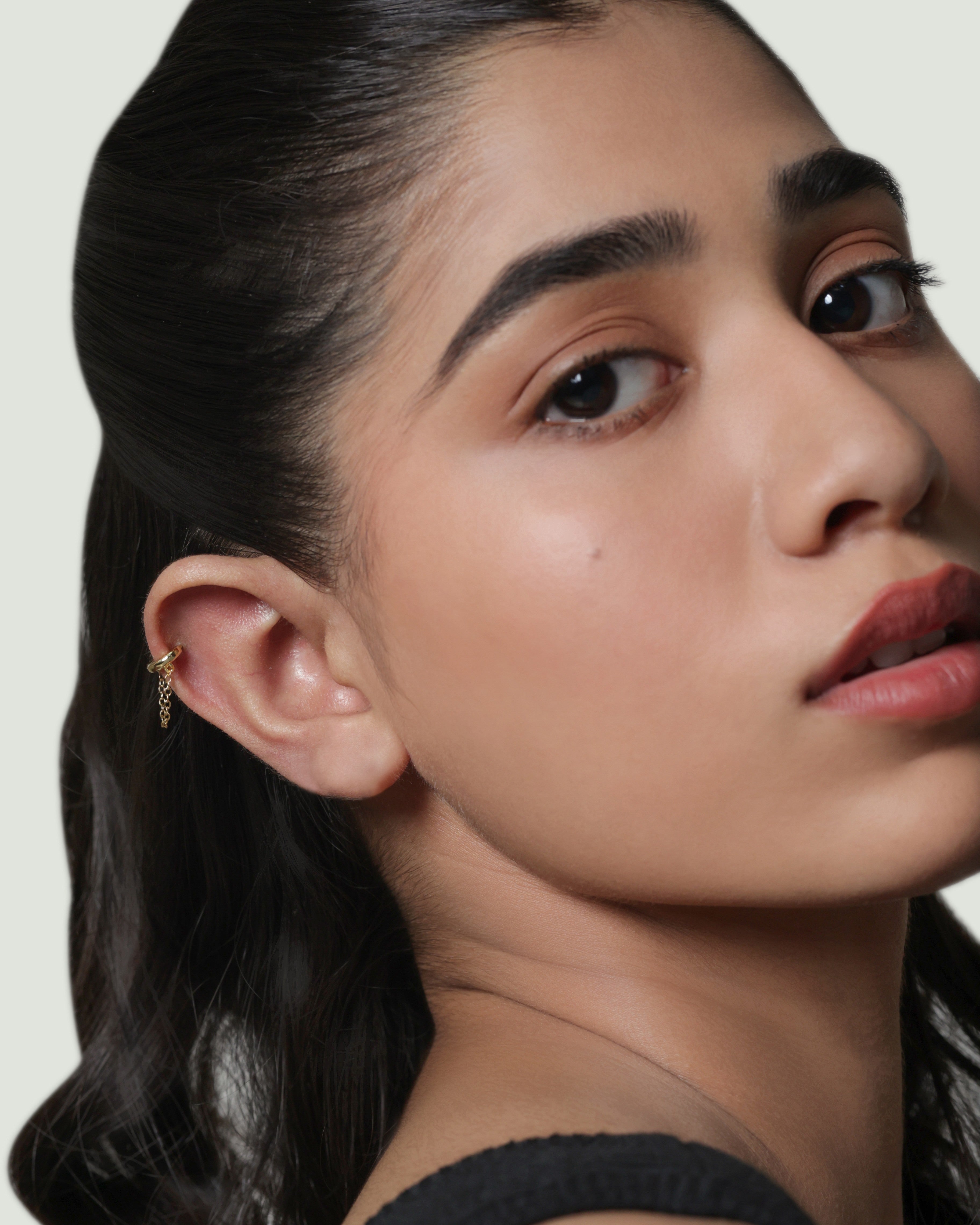 Chain Plain Hoop Earrings