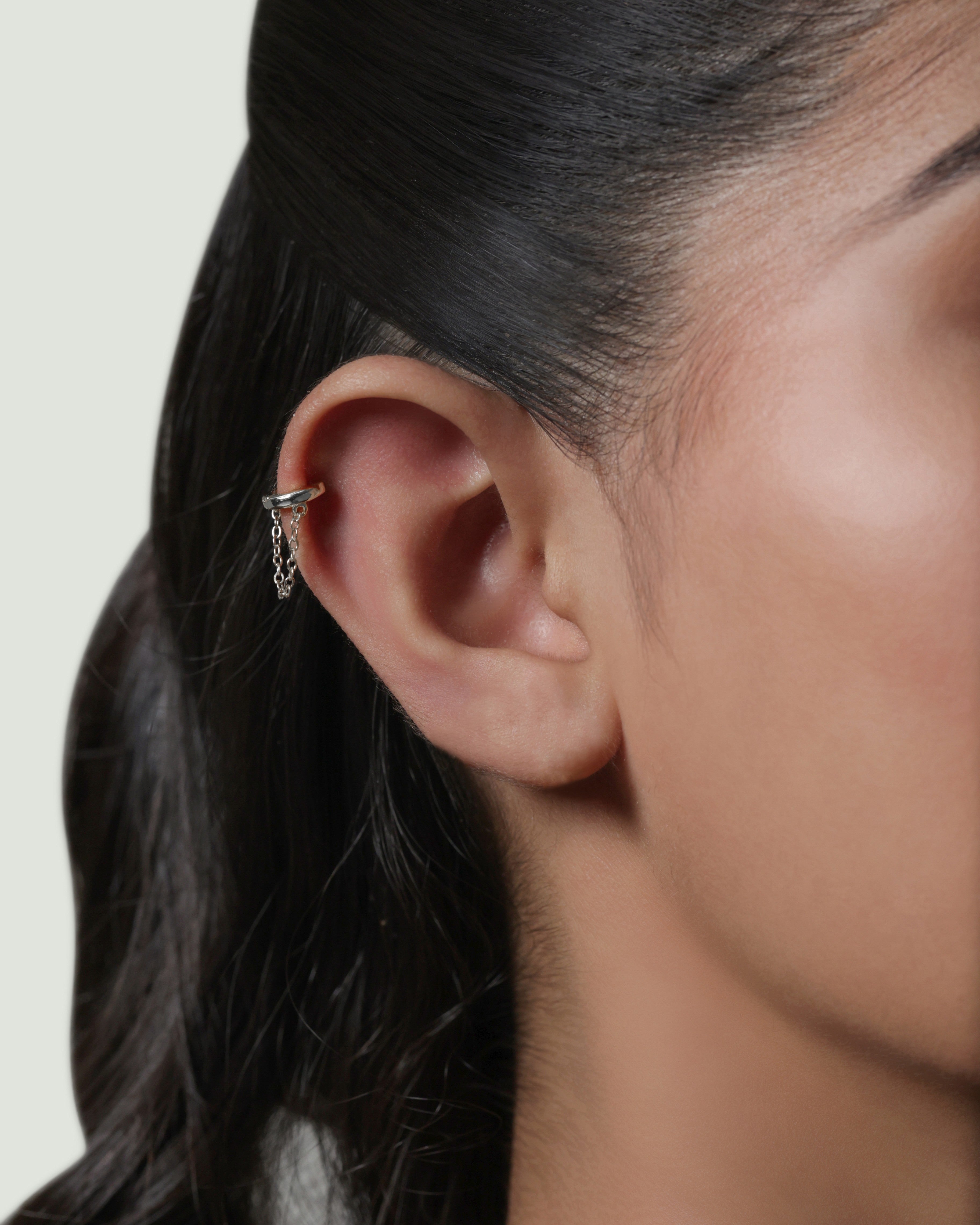 Chain Plain Hoop Earrings
