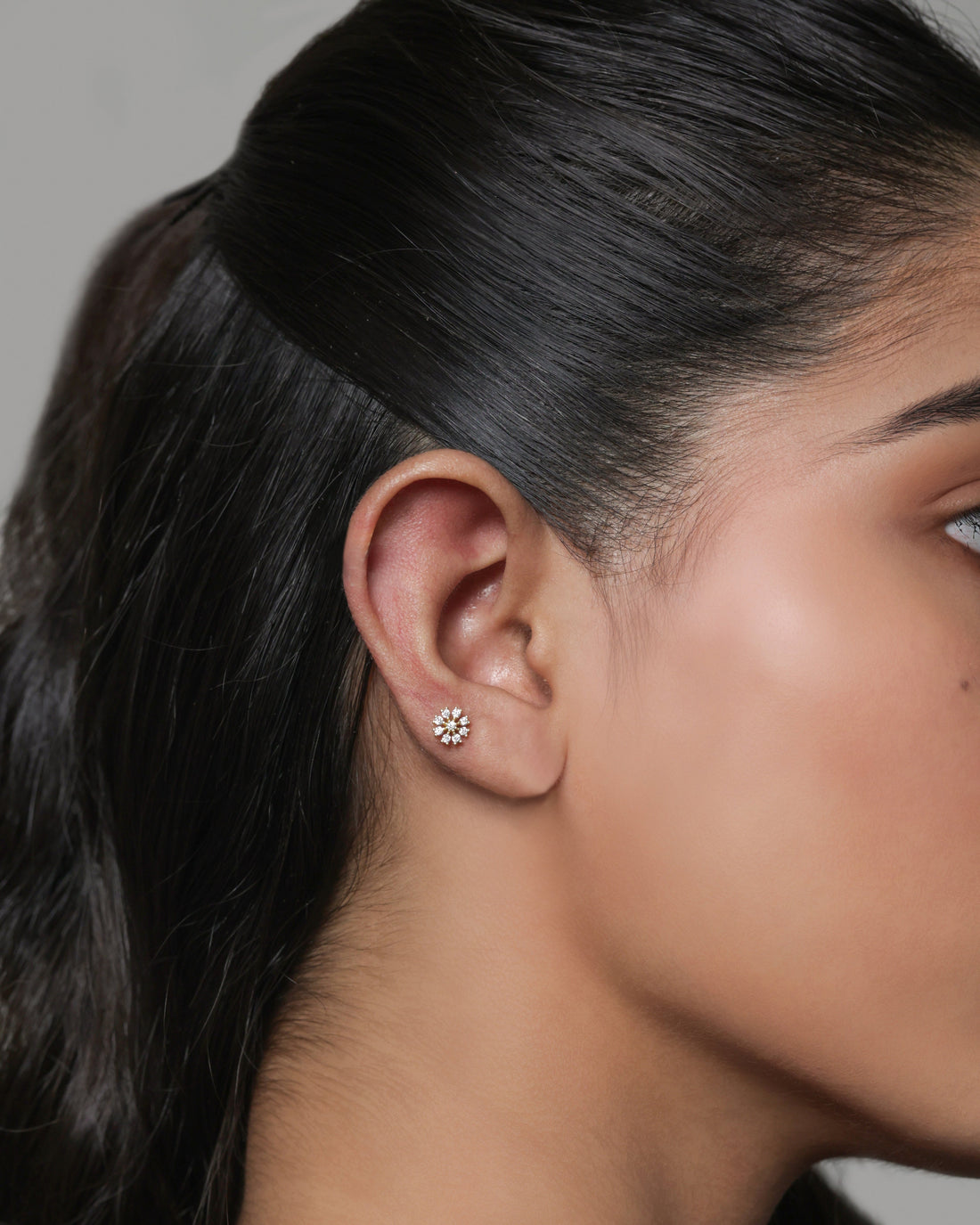 Floral Flat Back Screw Stud Earrings