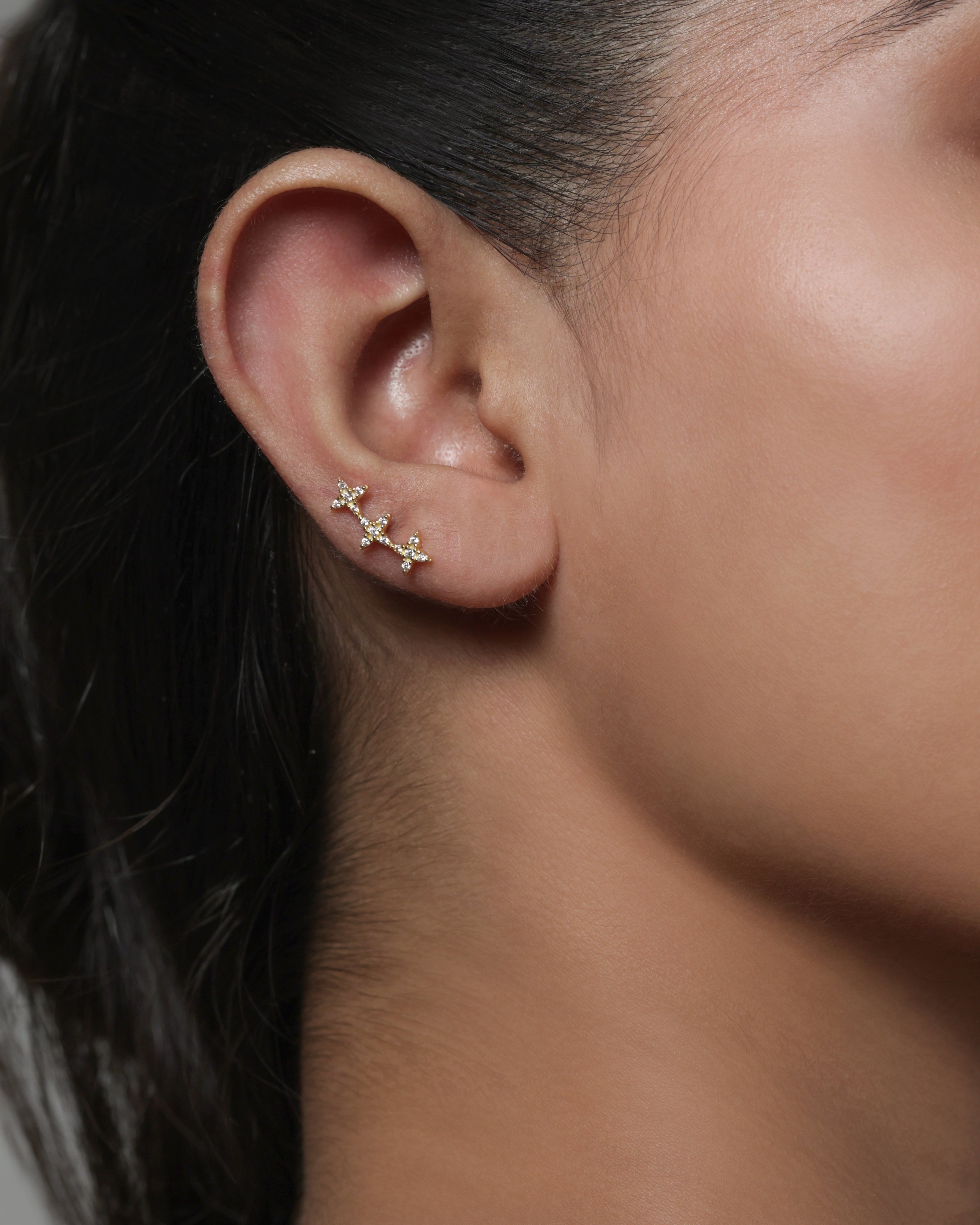 Stardust Trio Flat Back Stud Earrings