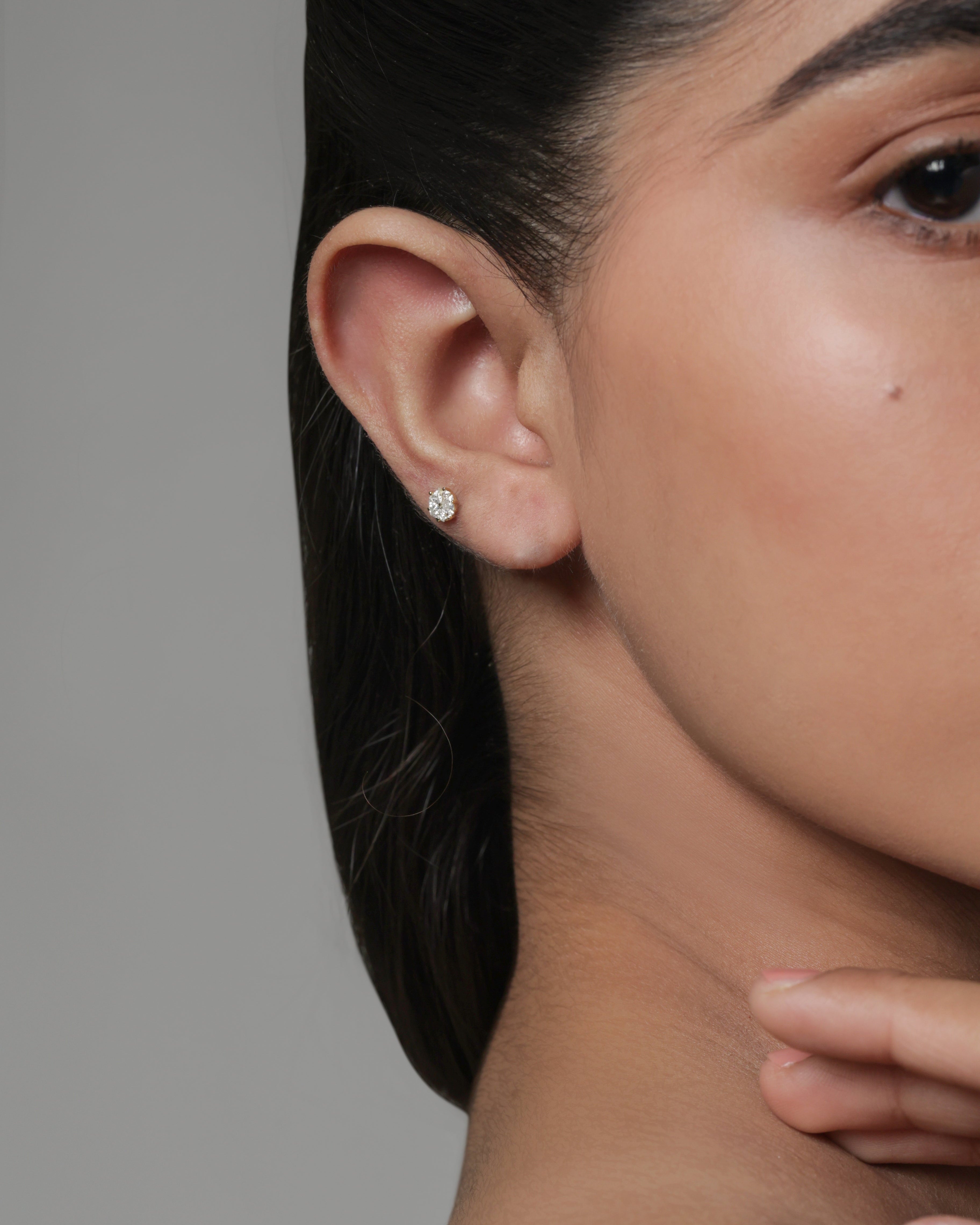 Zirconia Bouquet Floral Flat Back Stud Earrings