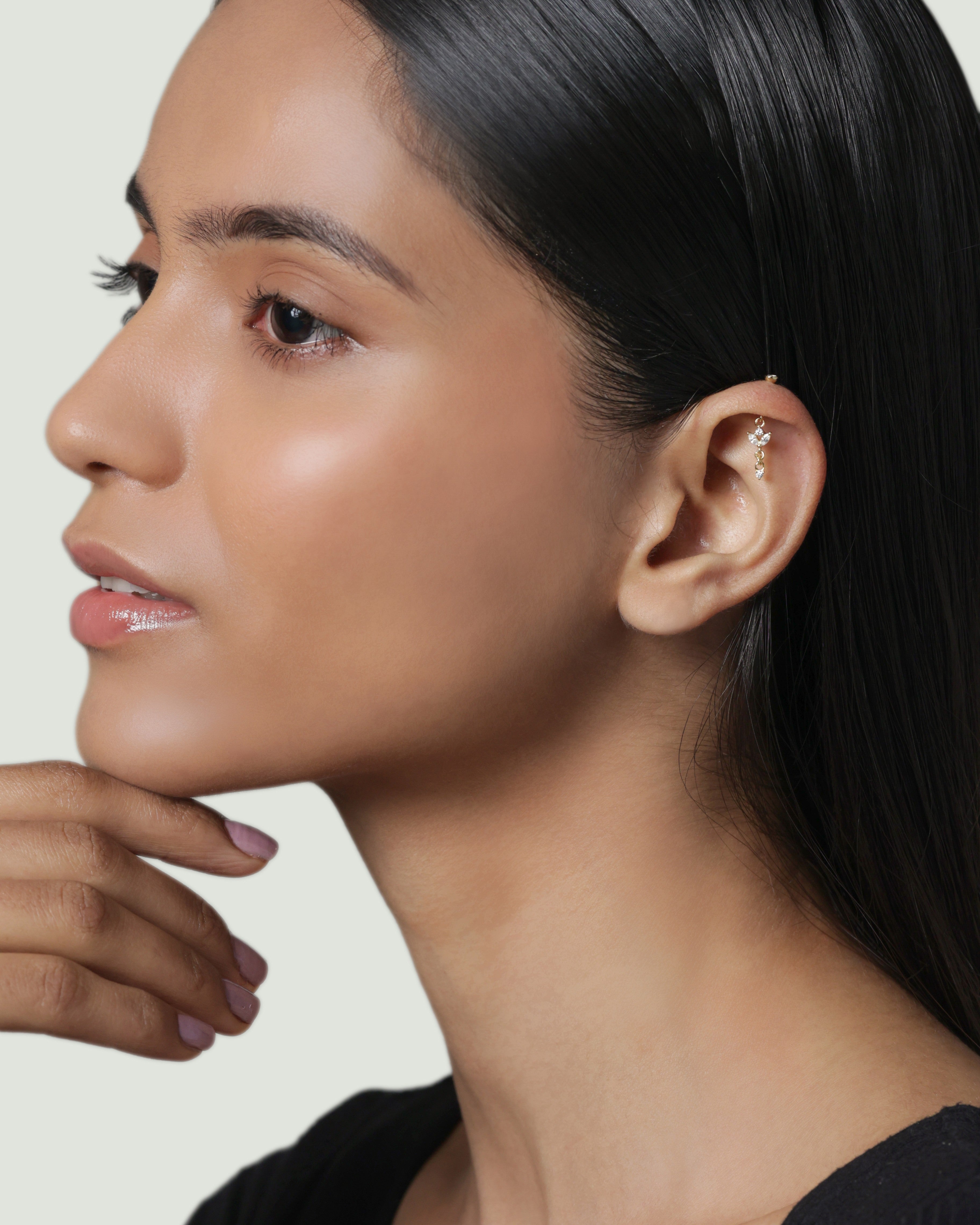 Two Petal Drop Helix Piercings Hanging Earrings