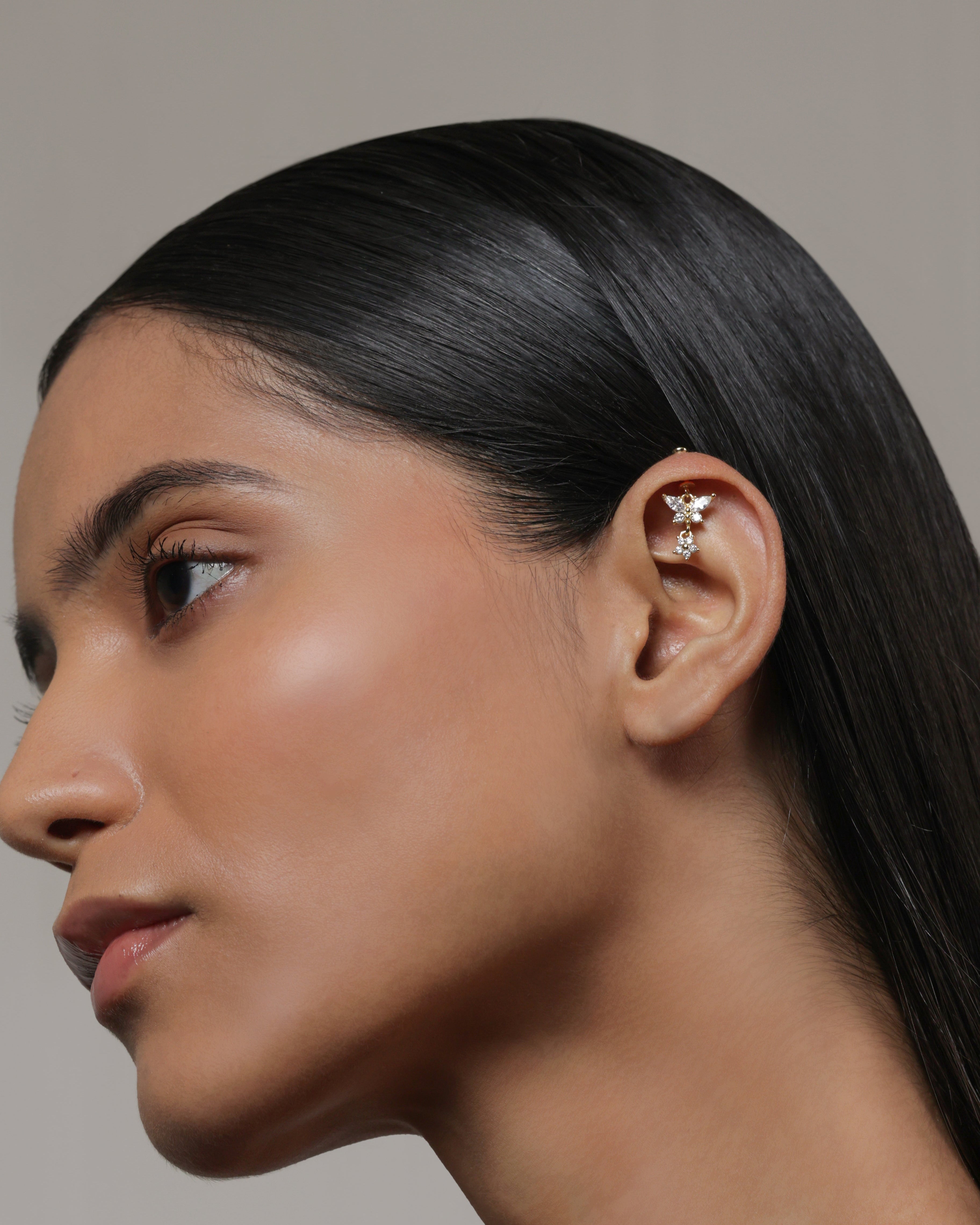 Butterfly Drop Helix Hanging Earrings