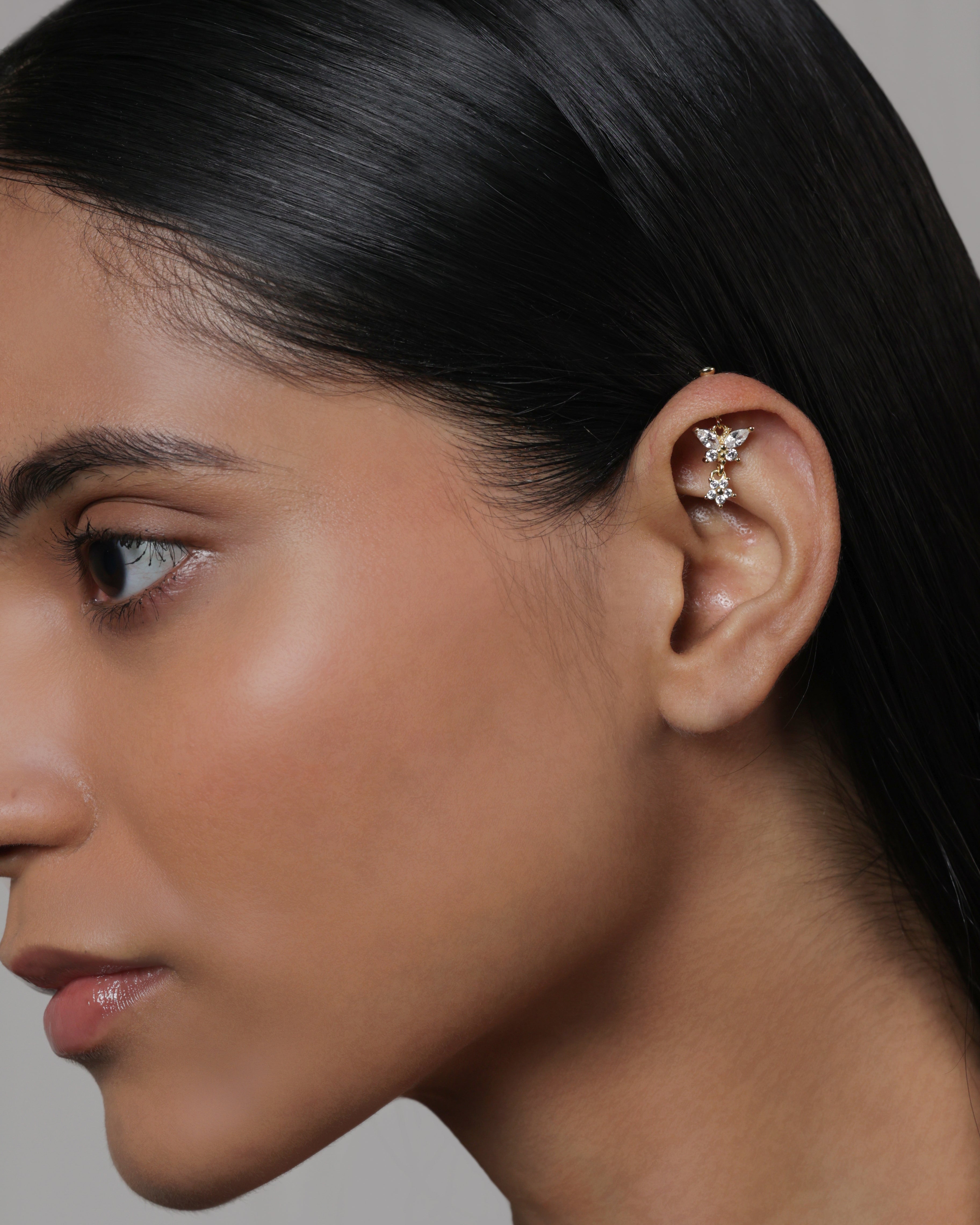 Butterfly Drop Helix Hanging Earrings