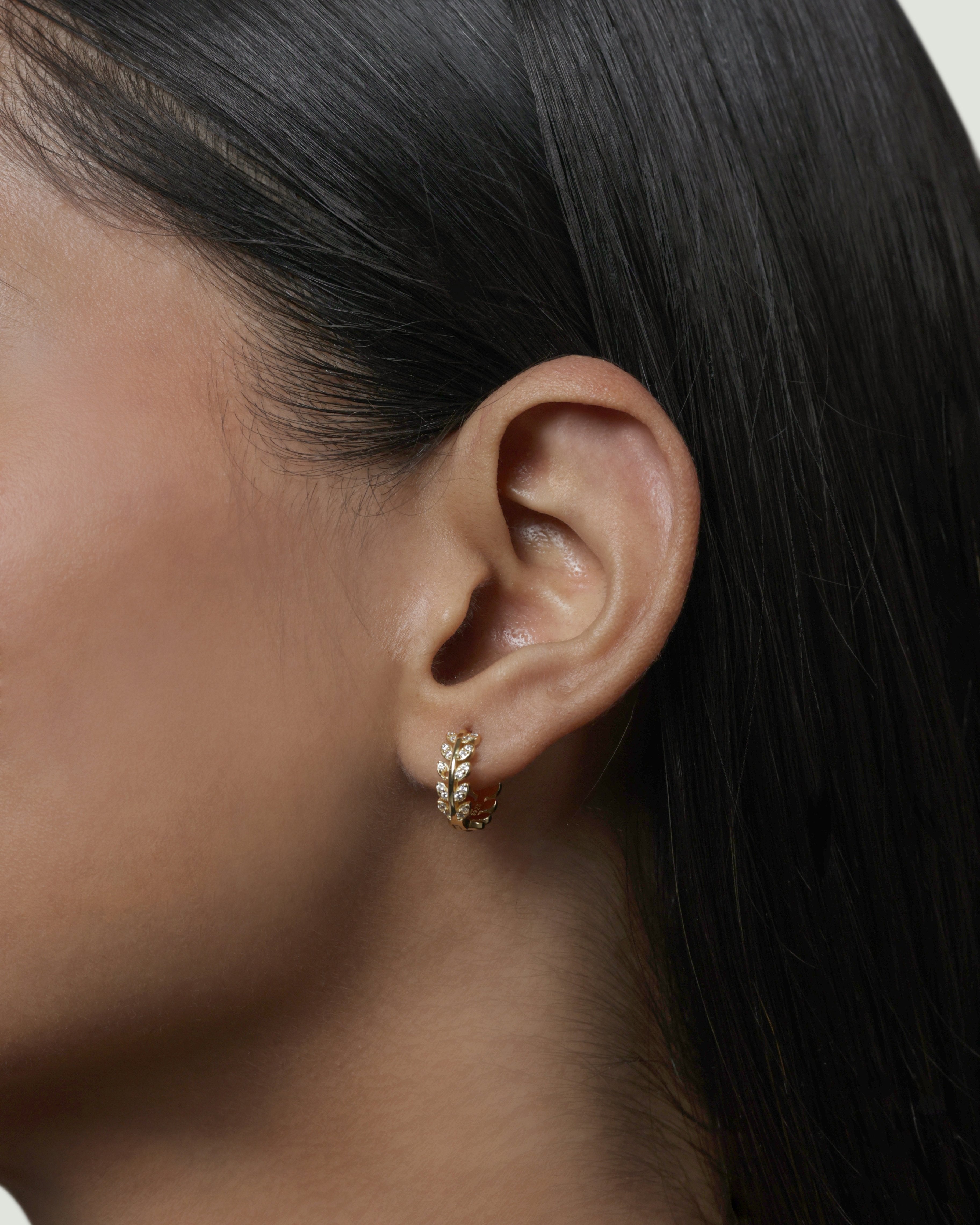 Zirconia Leaf Hoops Multiple Sizes Hoop Earrings