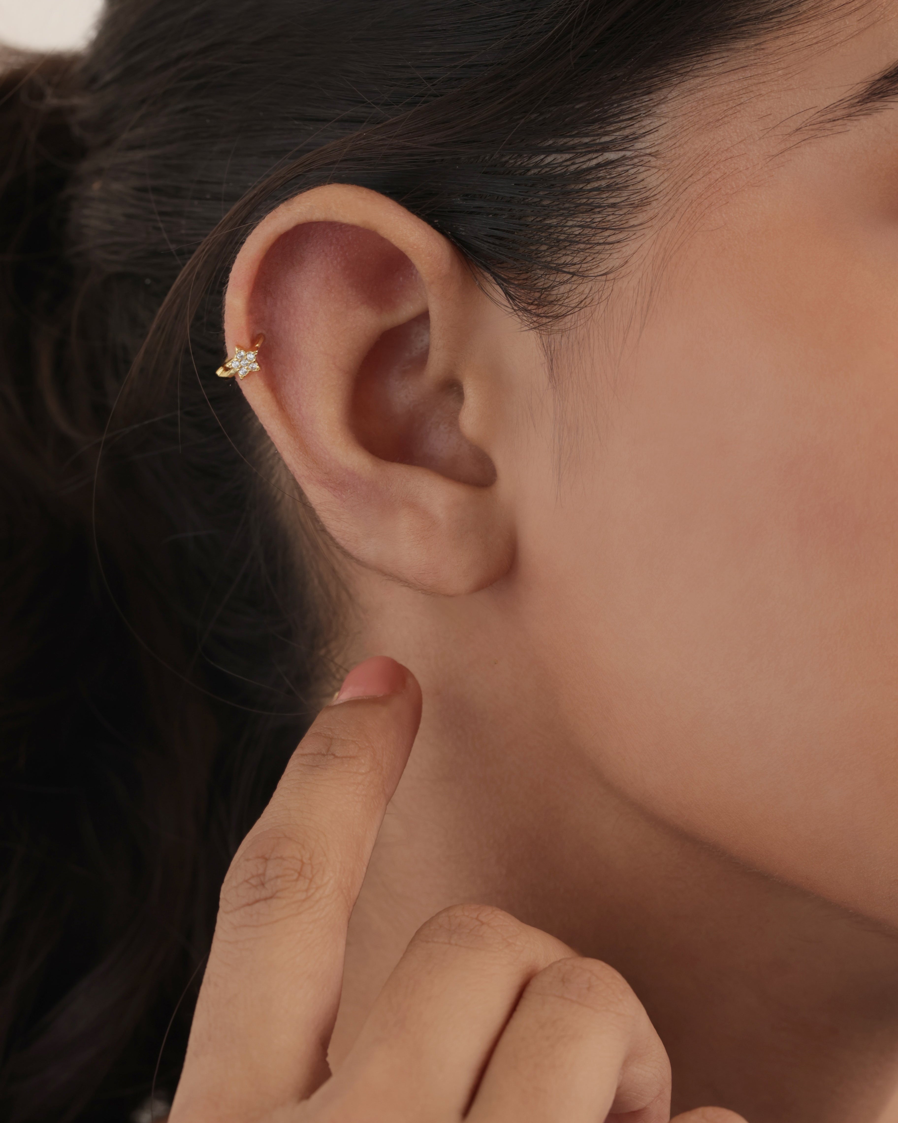 Star Huggee Hoop Earrings