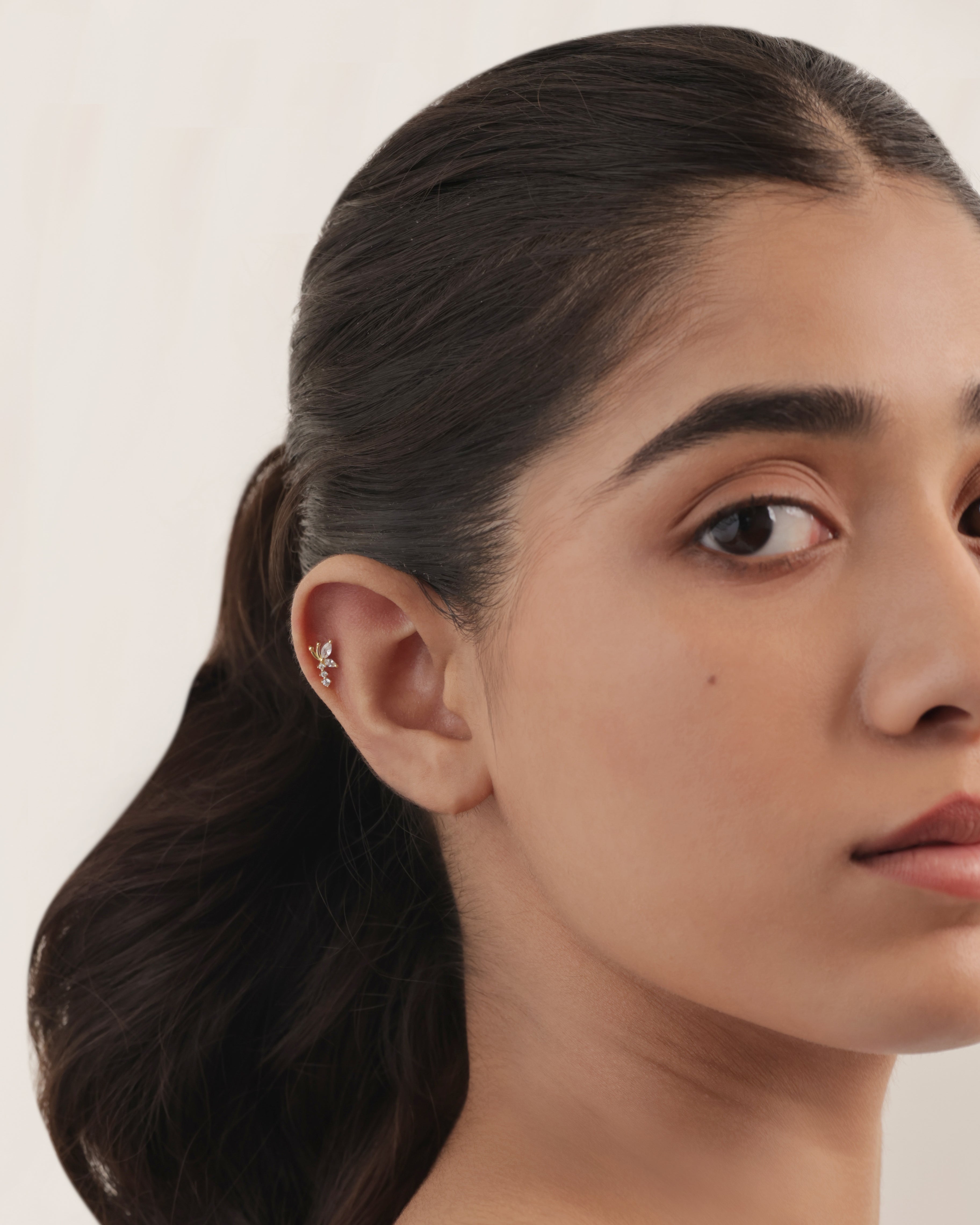 Butterfly Wing Climber Flat Back Stud Earrings