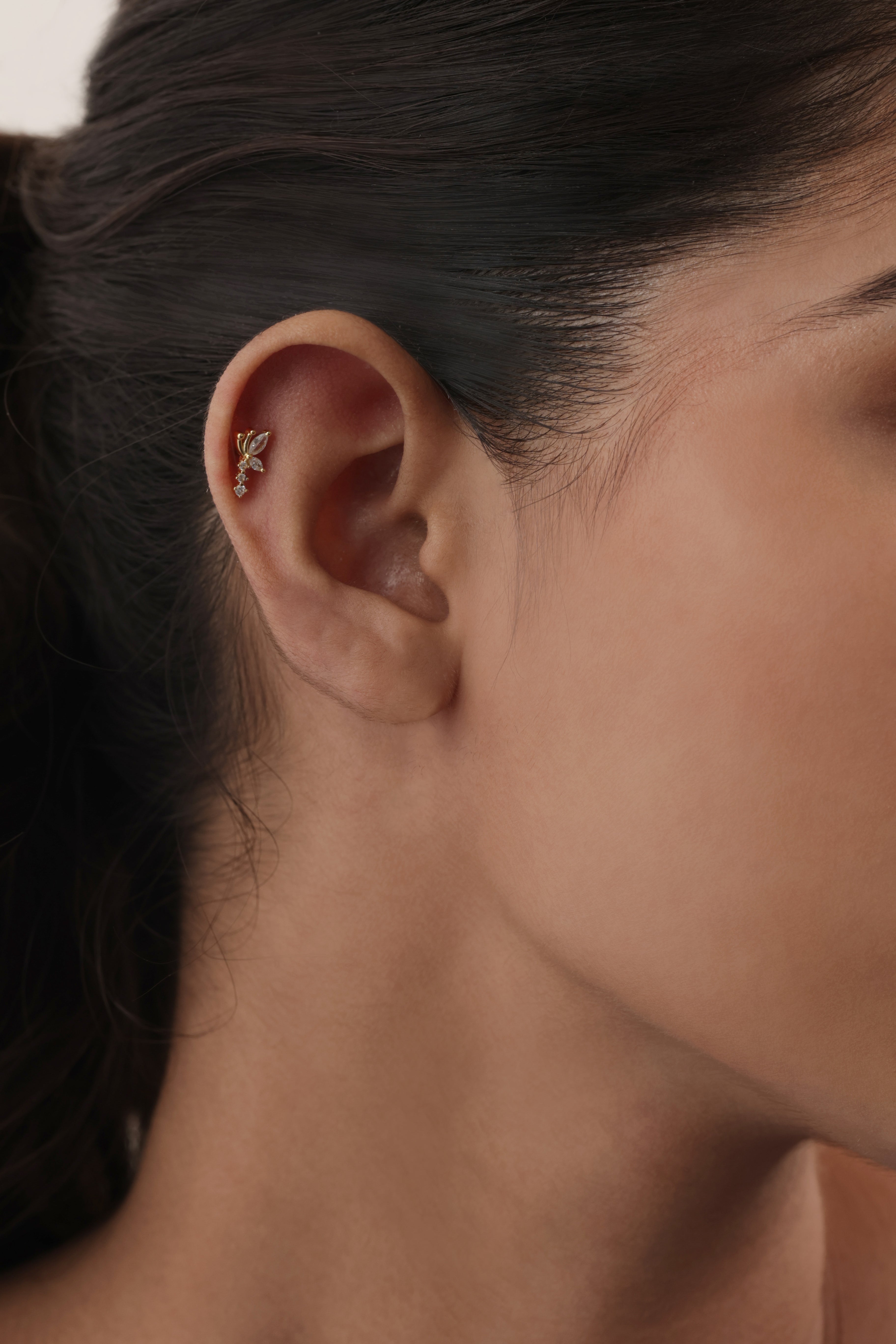 Butterfly Wing Climber Flat Back Stud Earrings