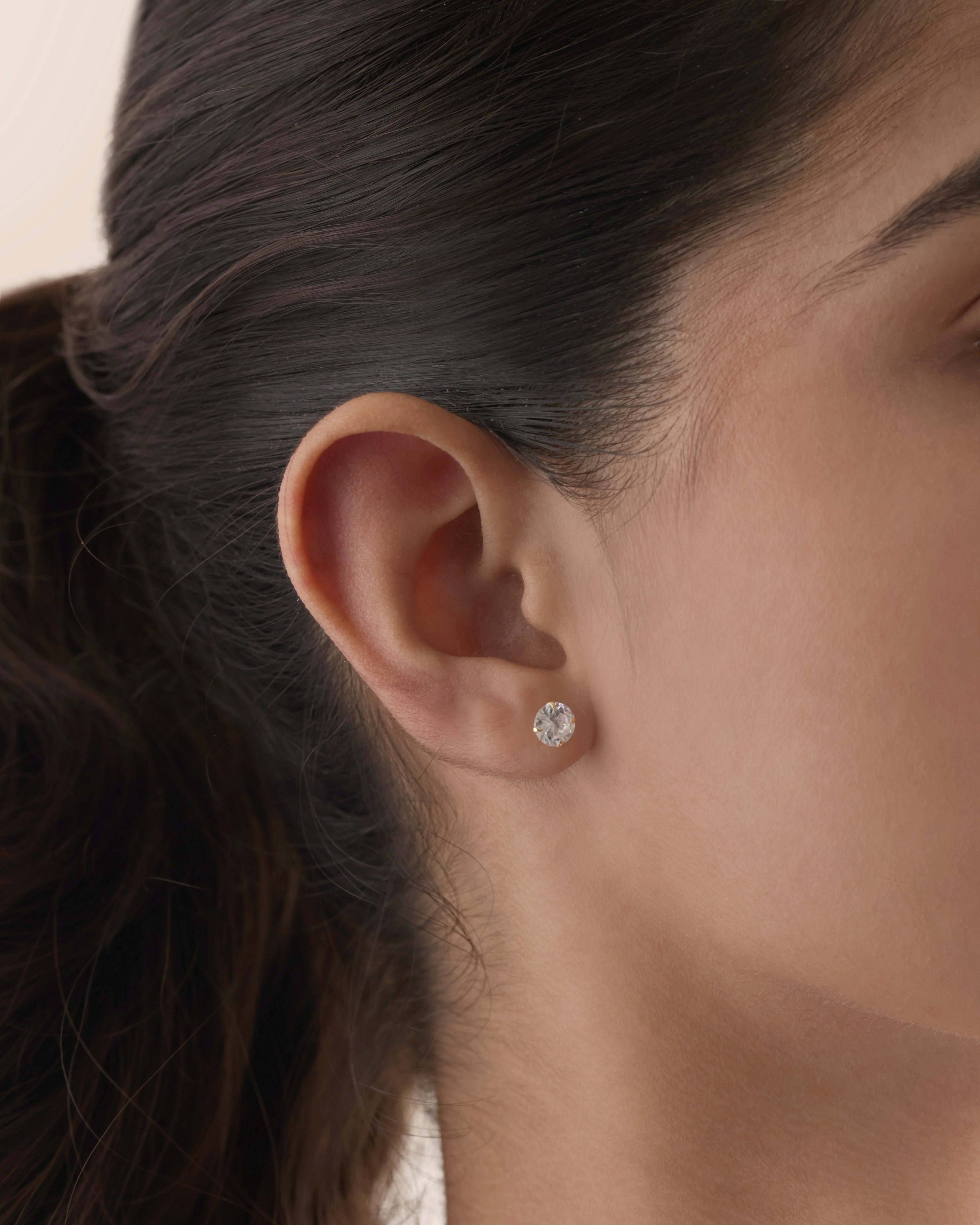 Radiant Round Zirconia Flat Back Stud Earrings