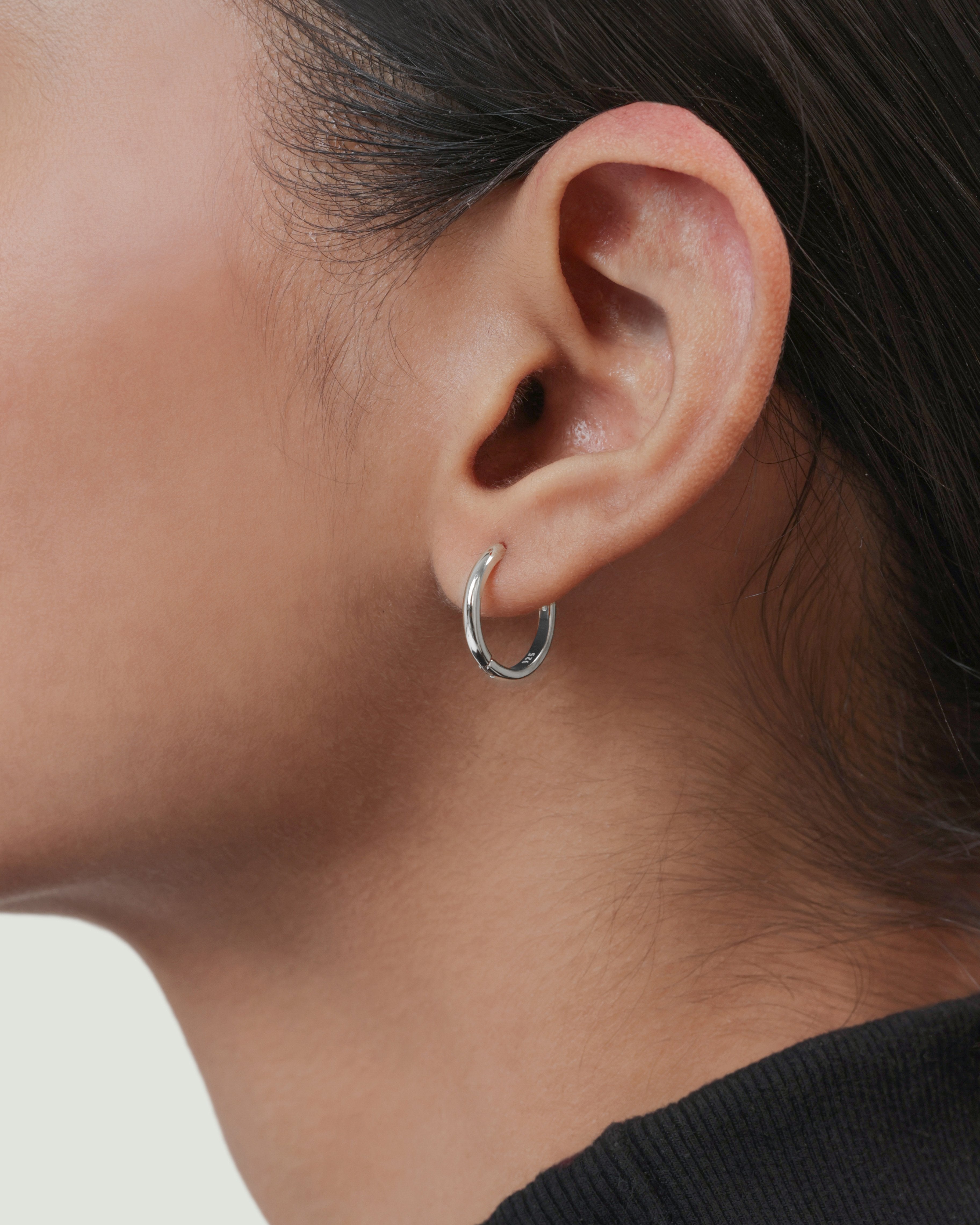 Evergreen Silver Hoops Earrings - 9MM