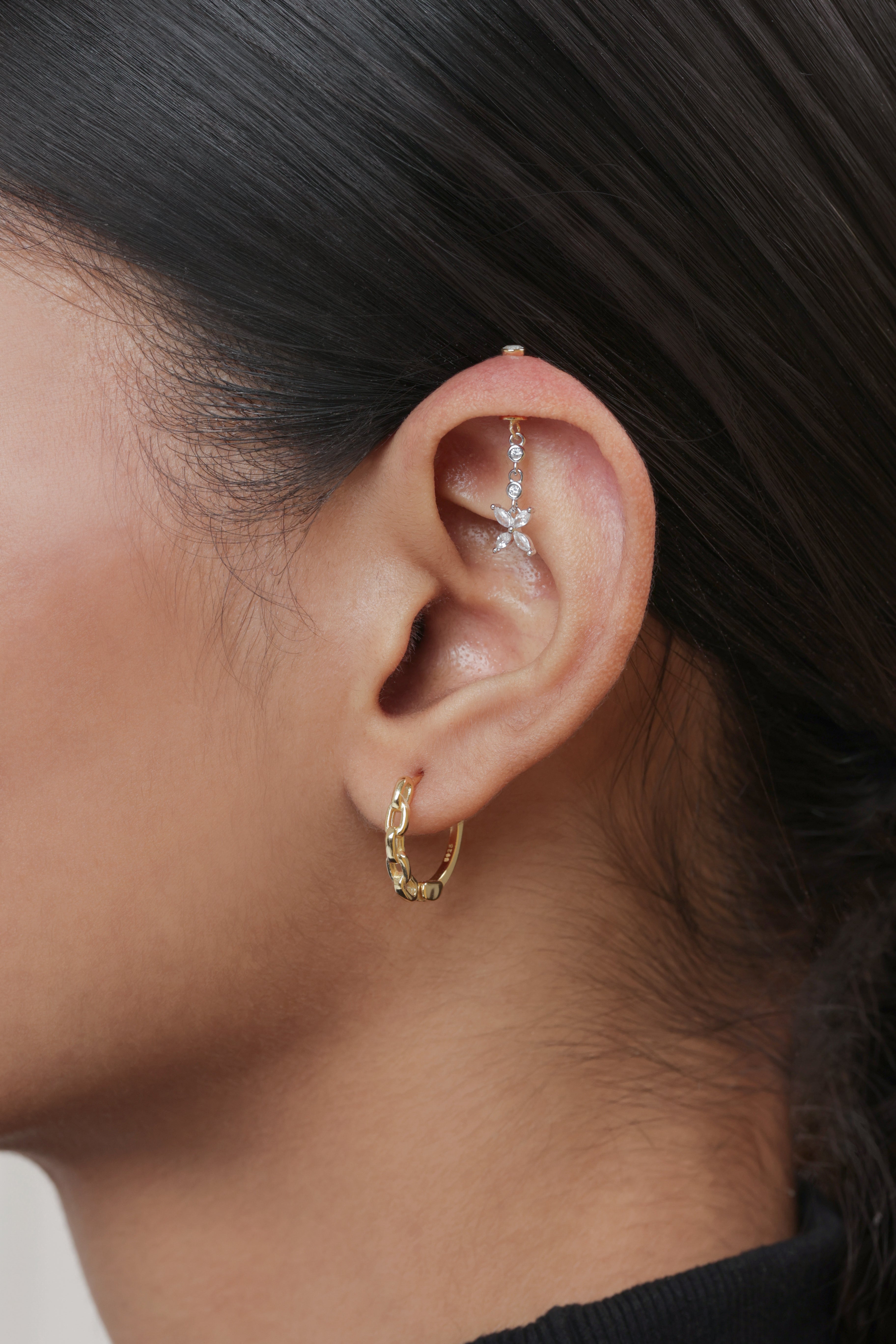 Dangling Flower Helix Hanging Earrings