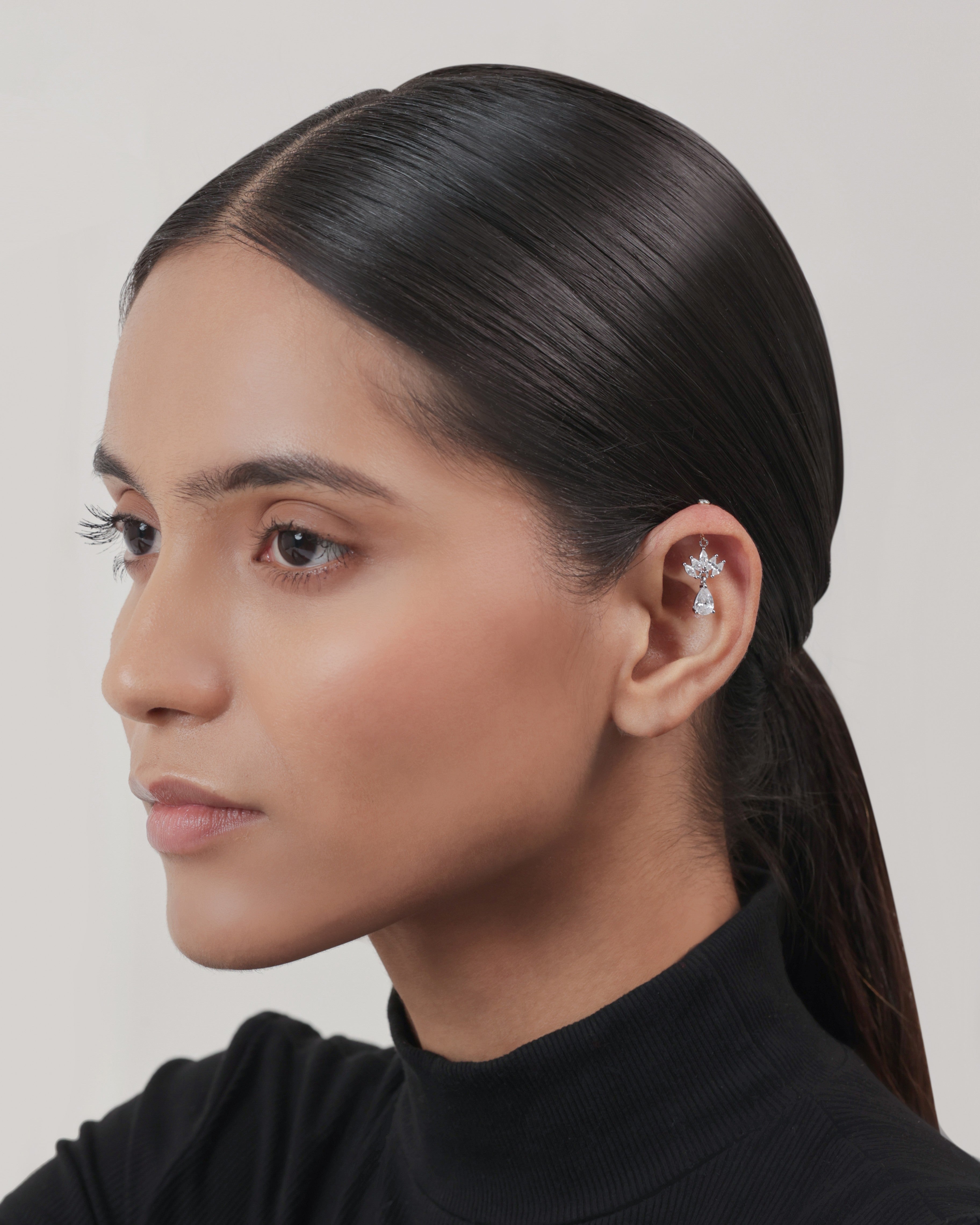 Marquise Crown Drop Helix Hanging Earrings