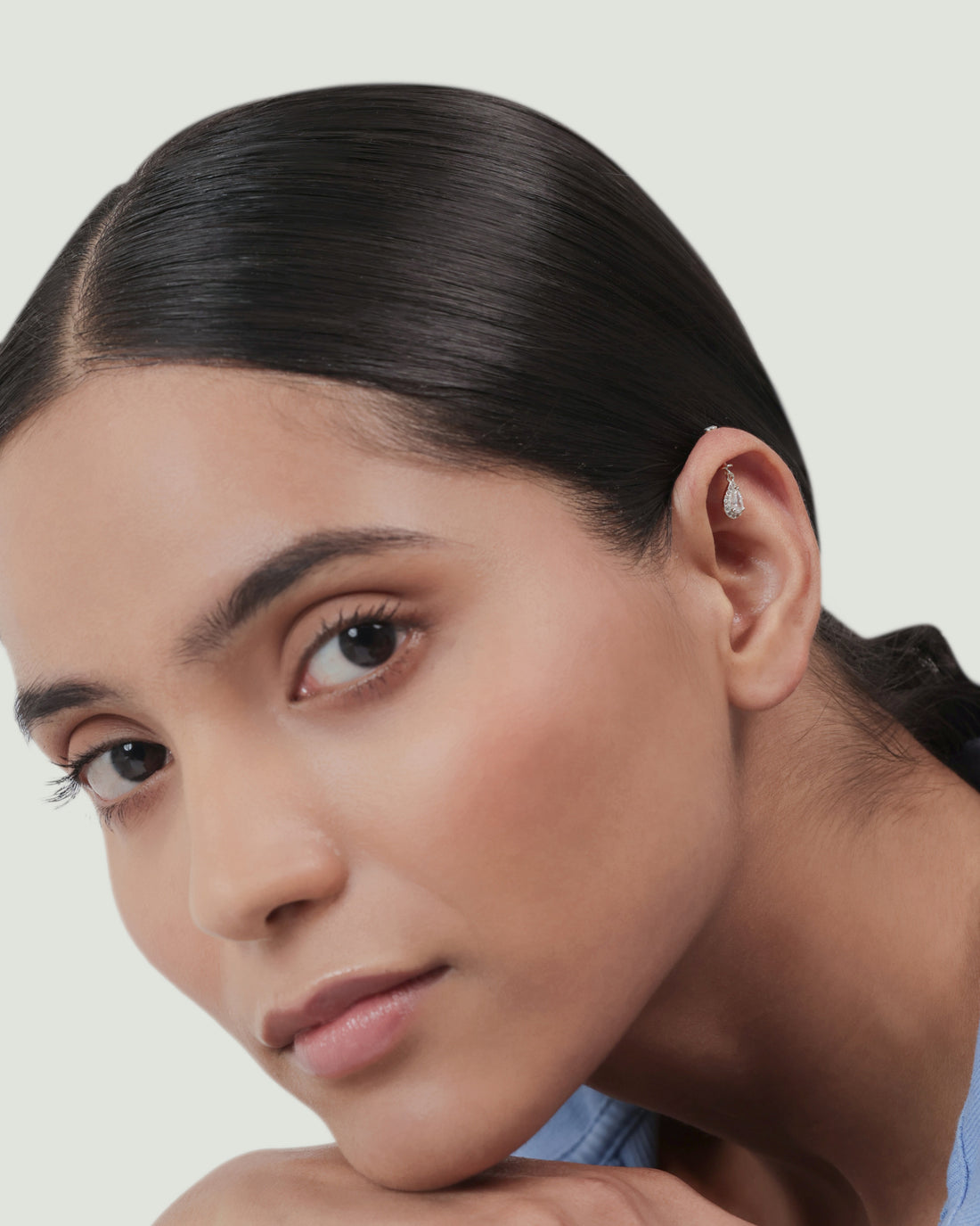 Solitaire Drop Helix Hanging Earrings