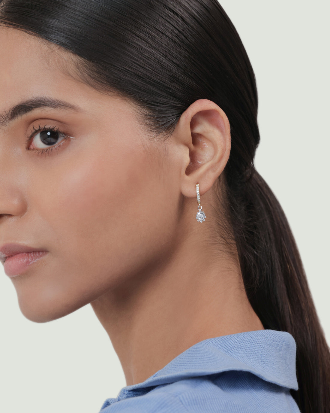 Round Halo Crystal Hoop Earrings