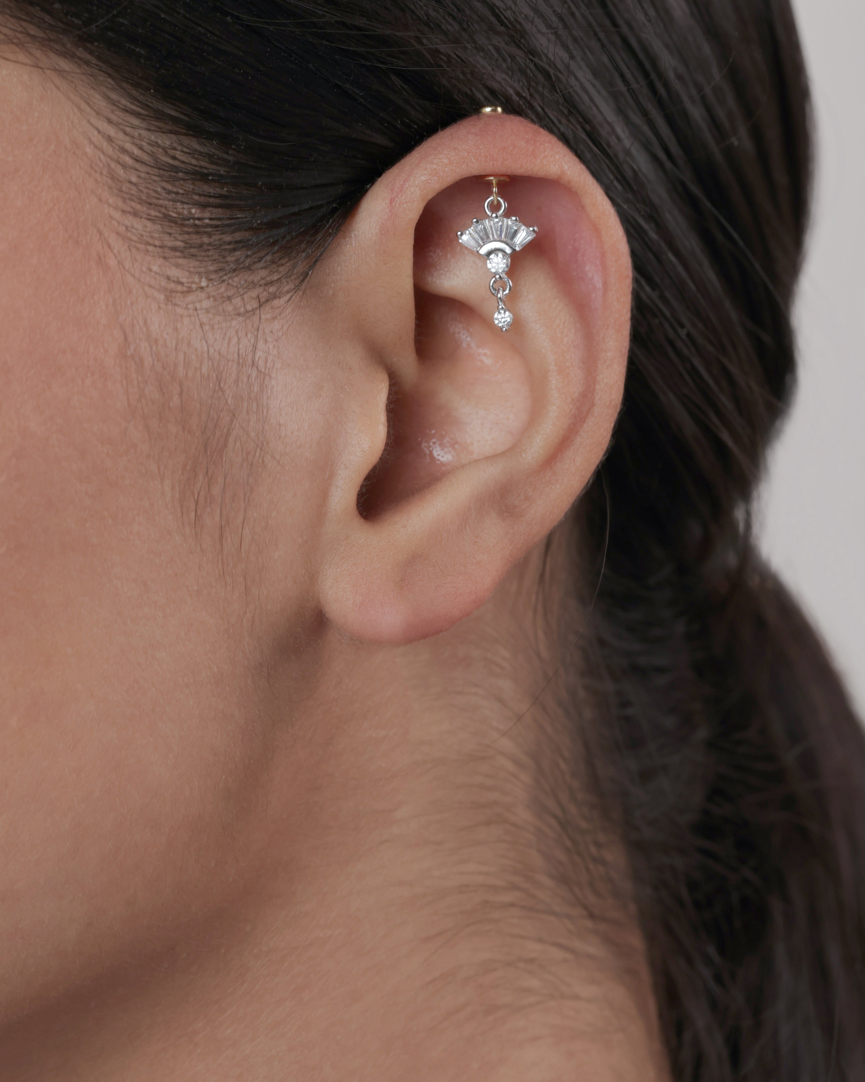 Zirconia Umbrella Helix Hanging Earrings