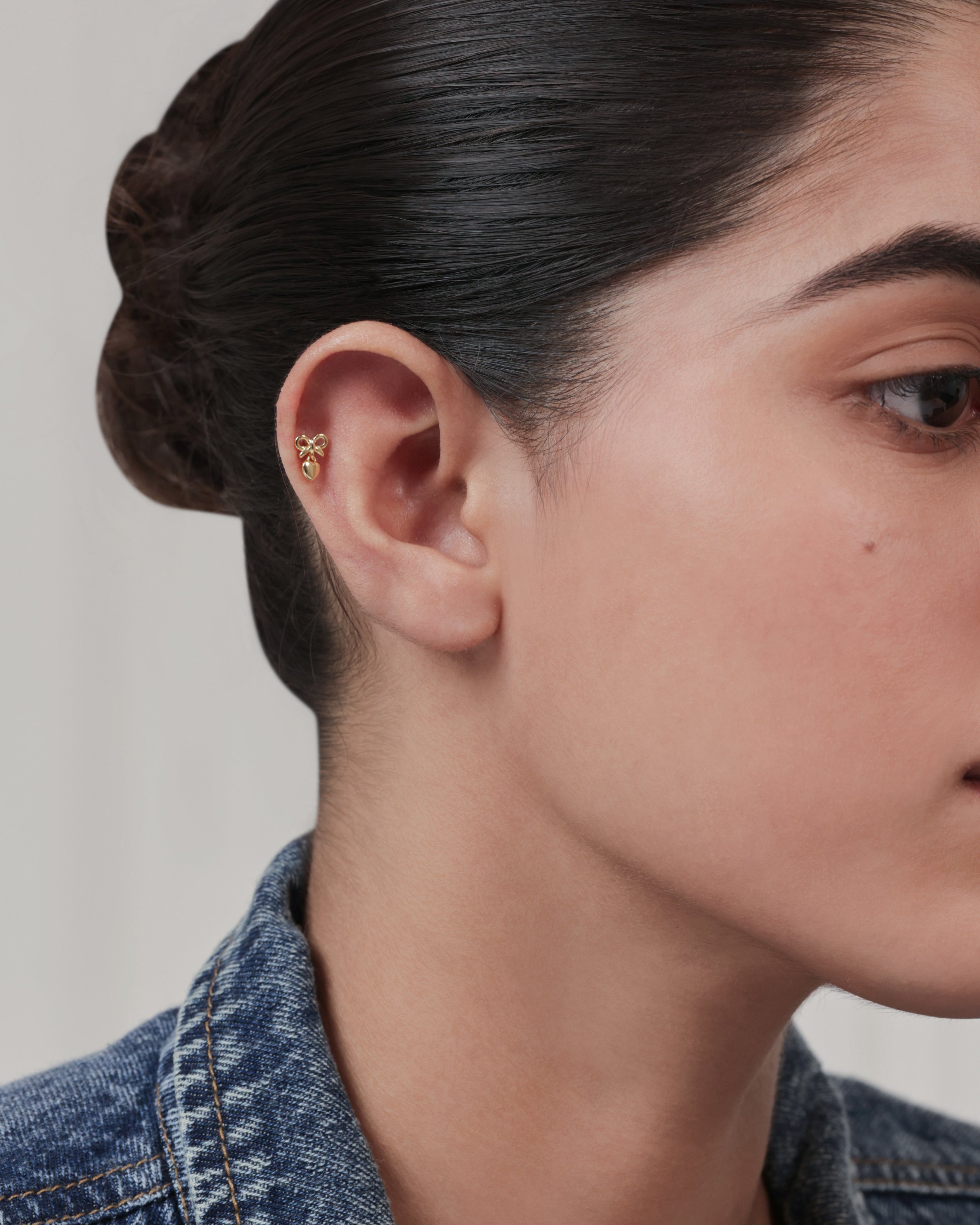 Heartfelt Bow Stud Flat Back Stud Earrings